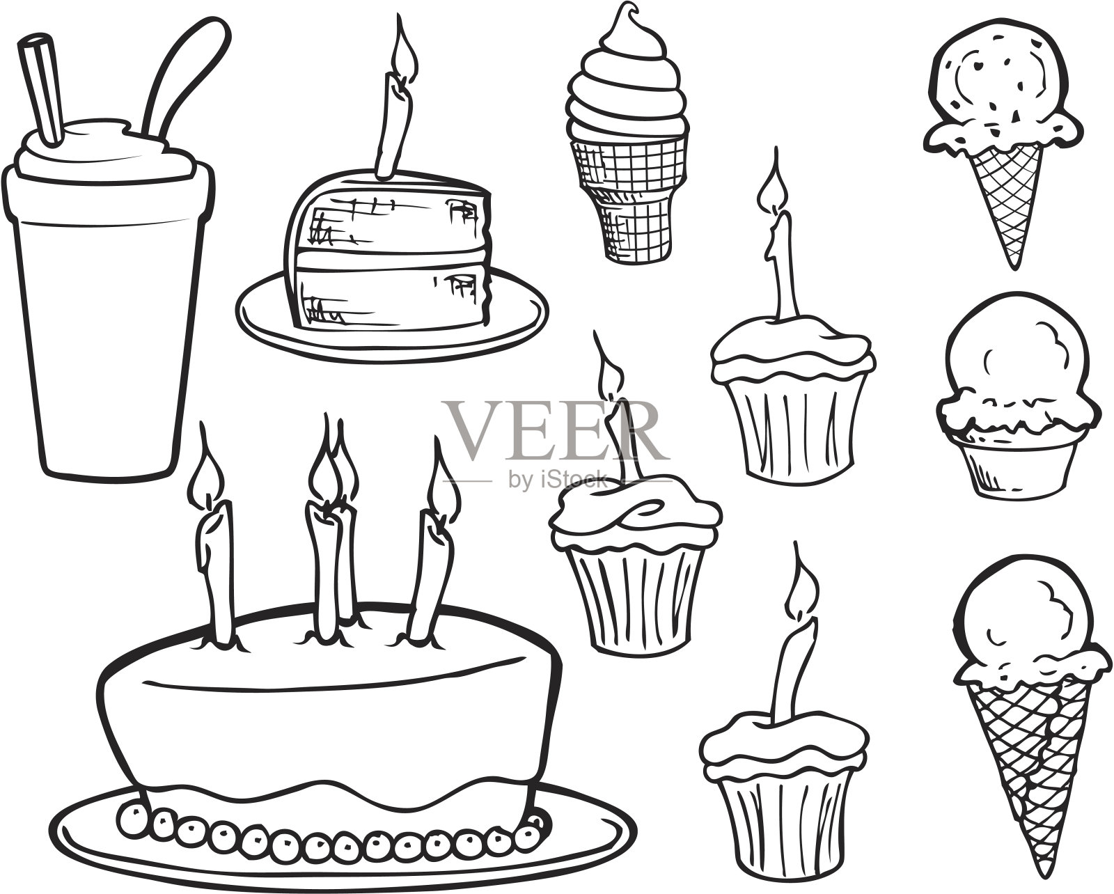 甜食线艺术插画图片素材