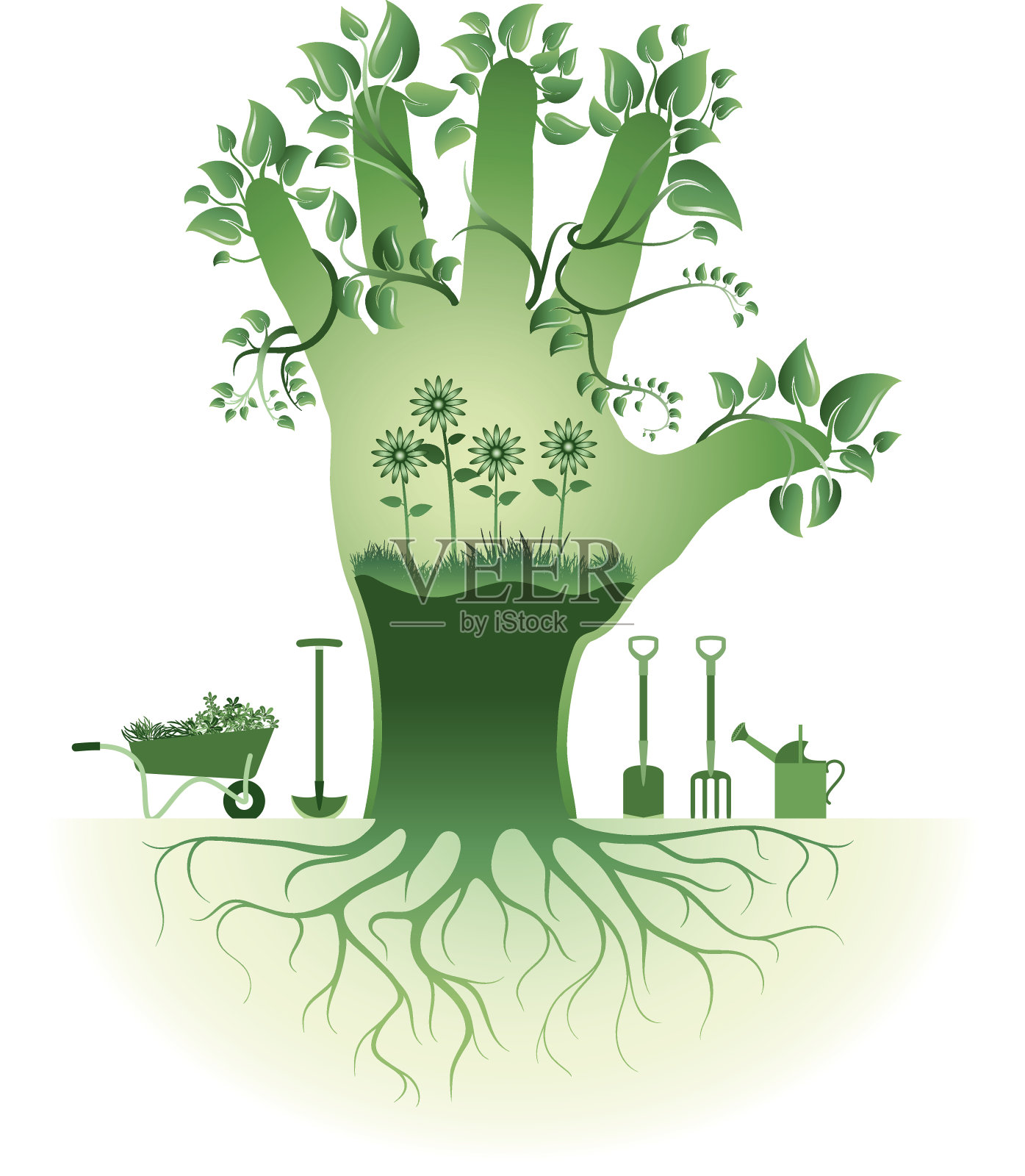 种花插画图片素材