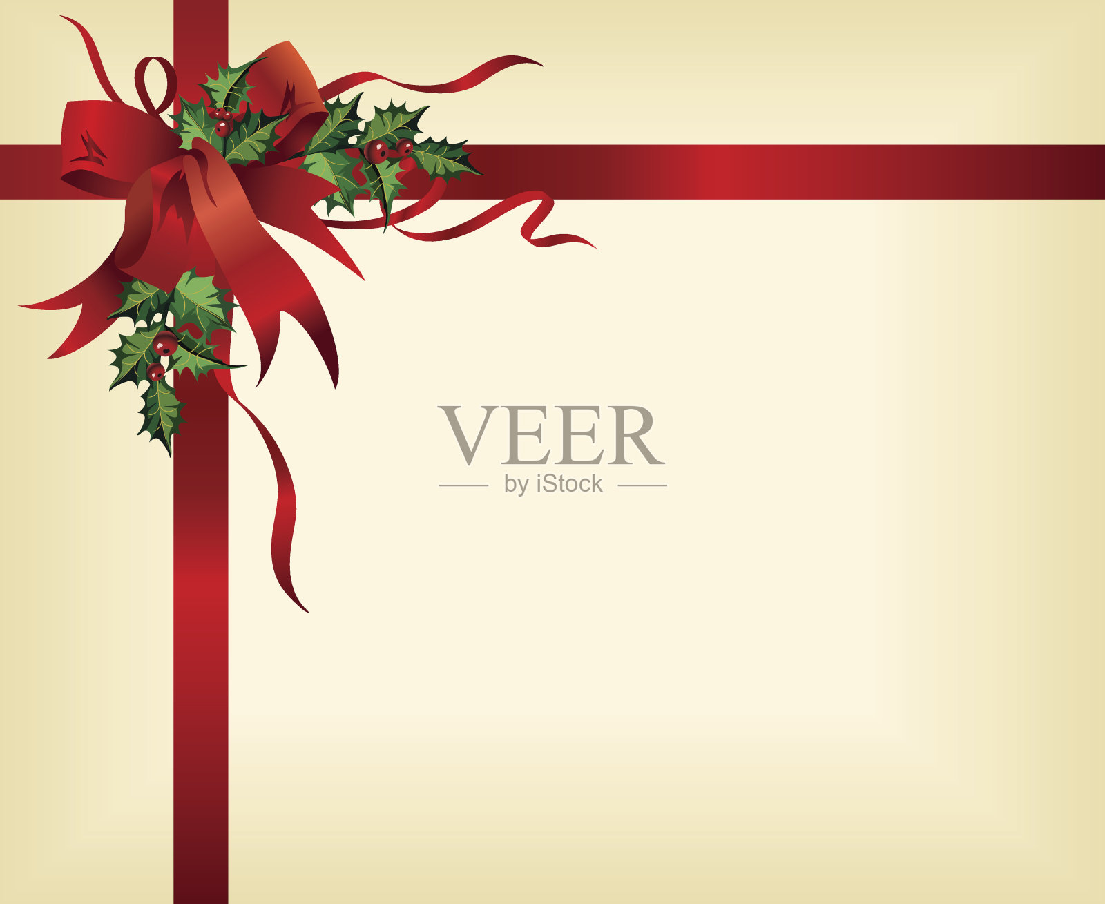 复古风格的红色蝴蝶结包装角元素与复制空间插画图片素材