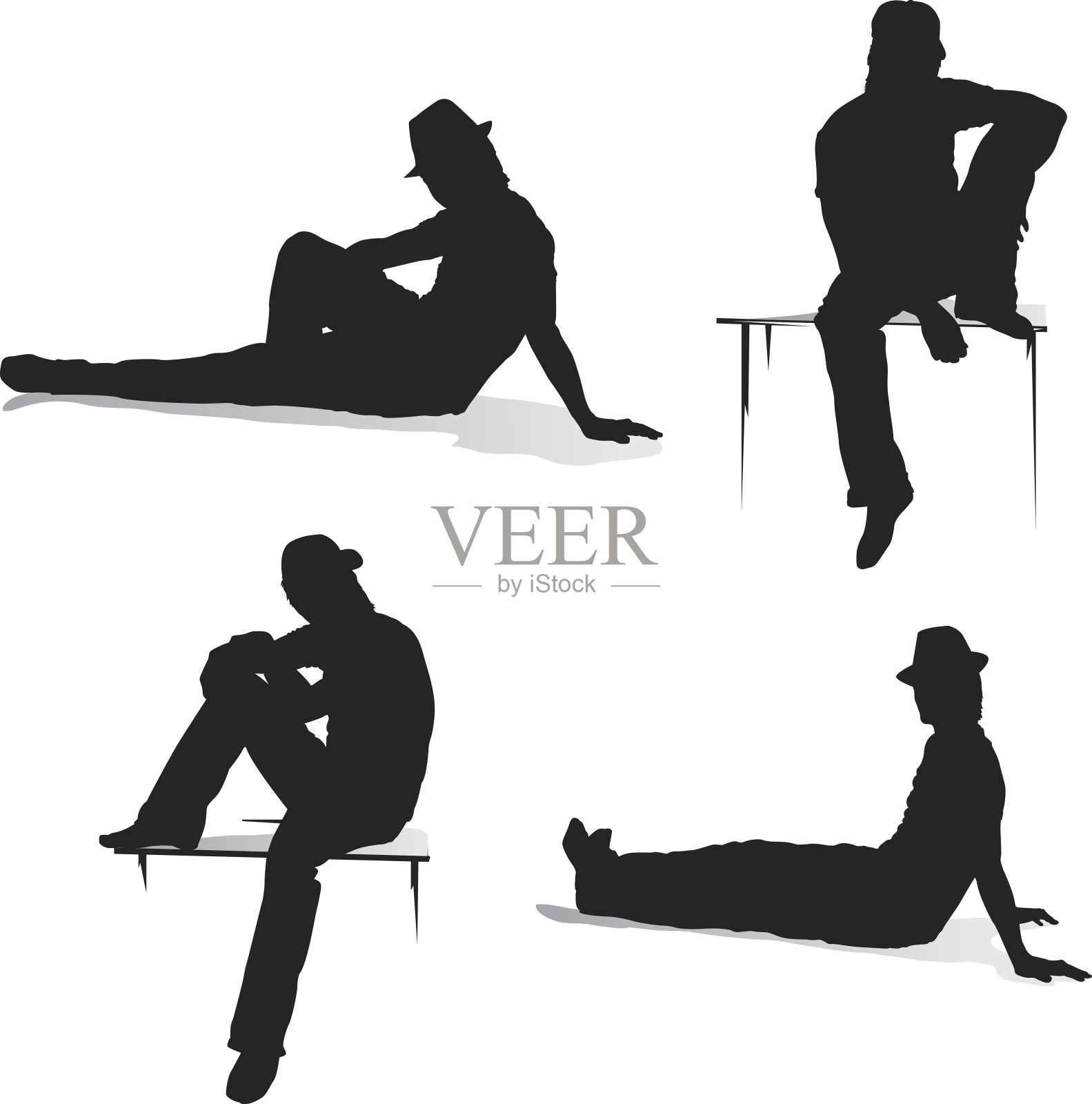 年轻人坐在插画图片素材