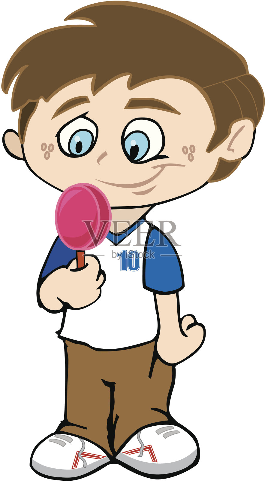 拿着棒棒糖的男孩插画图片素材