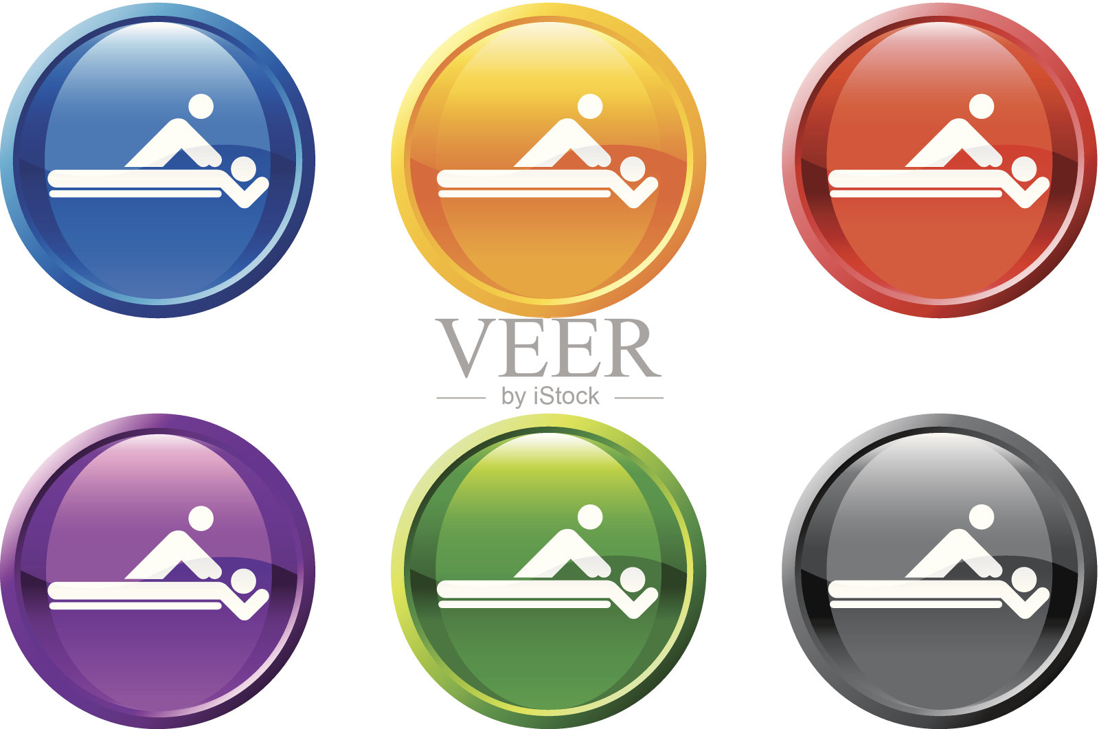 按摩疗法图标在6种颜色图标素材