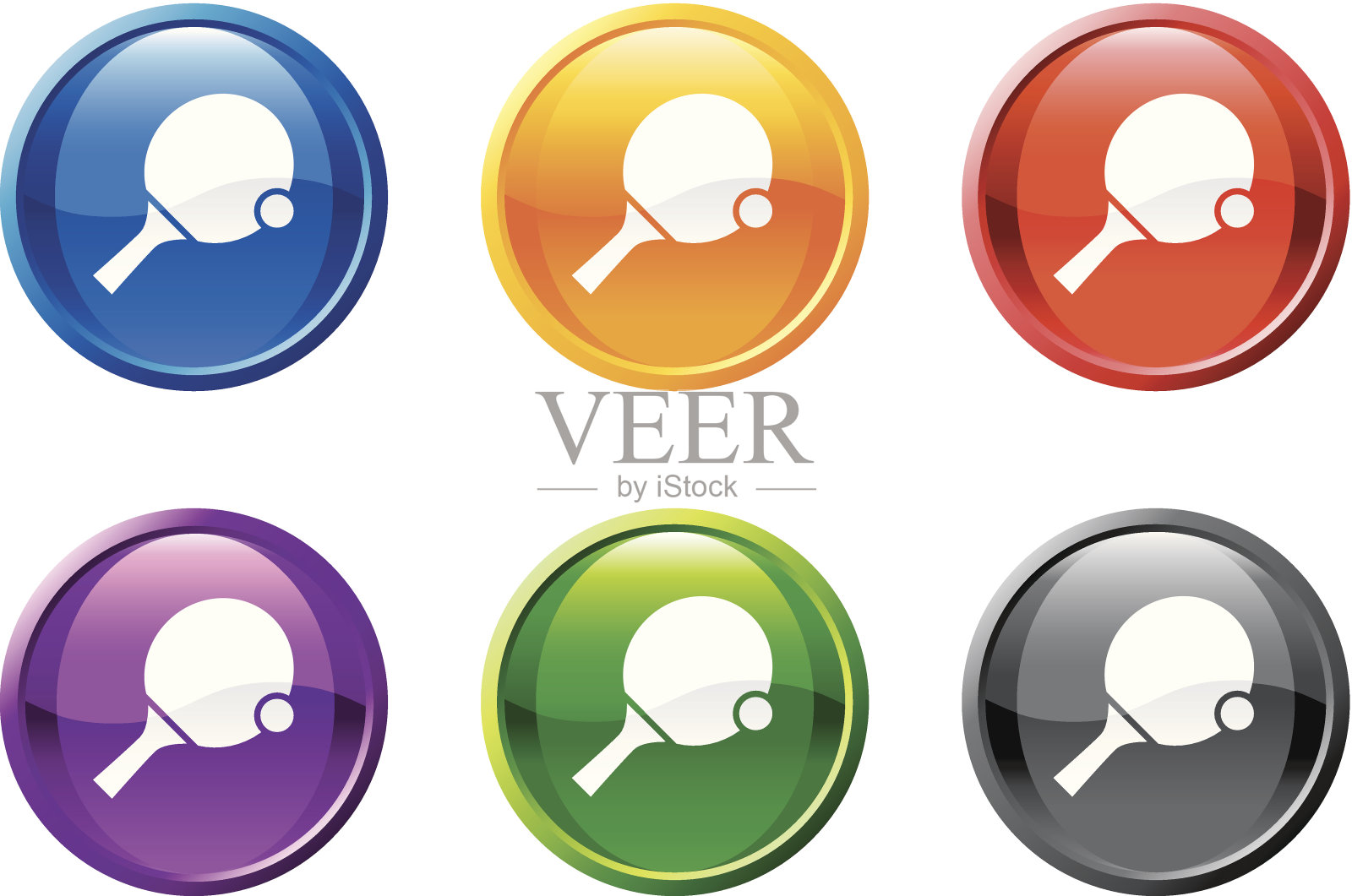 乒乓球/乒乓球图标有6种颜色图标素材