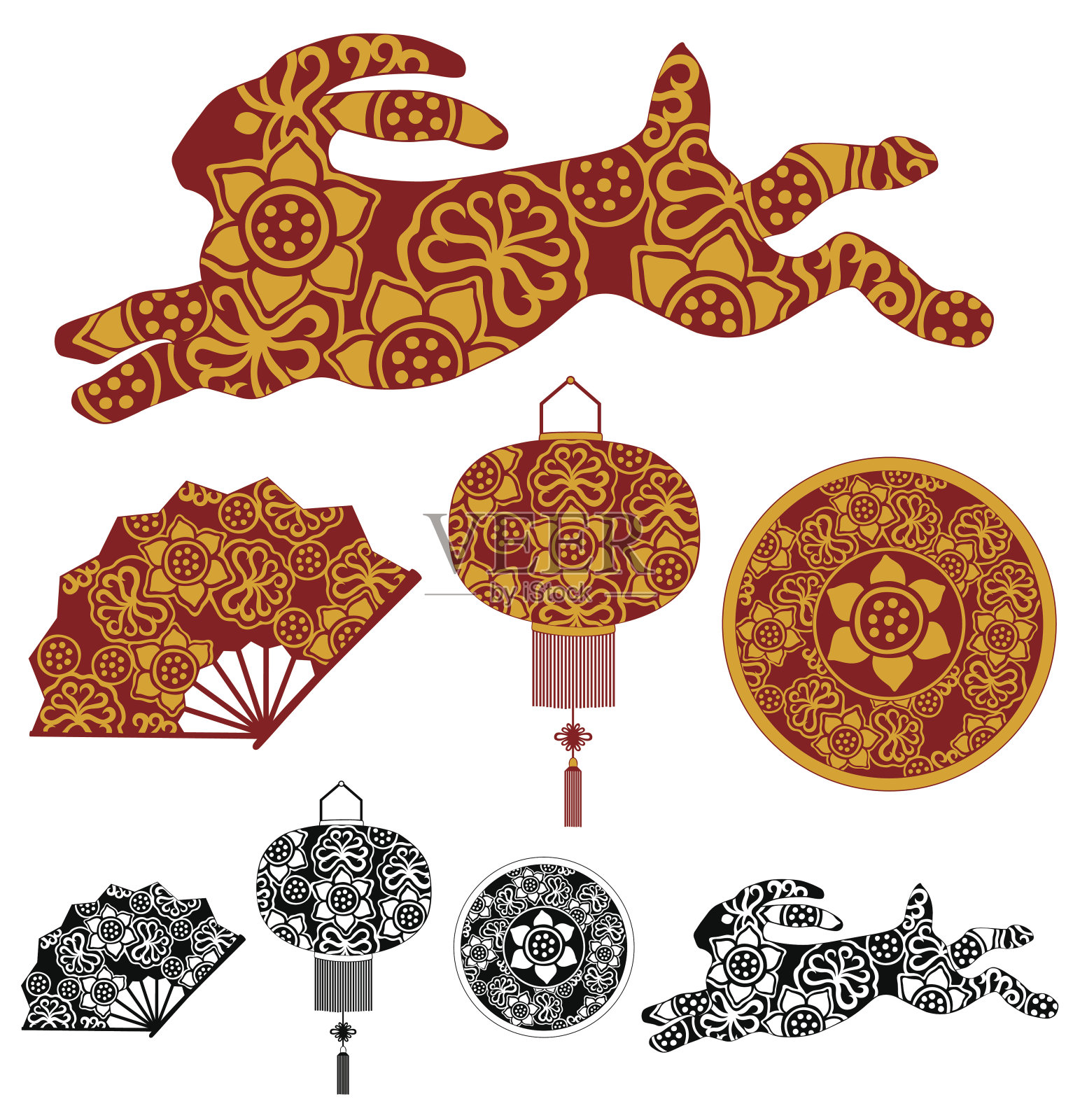 中国新年的象征，兔子插画图片素材