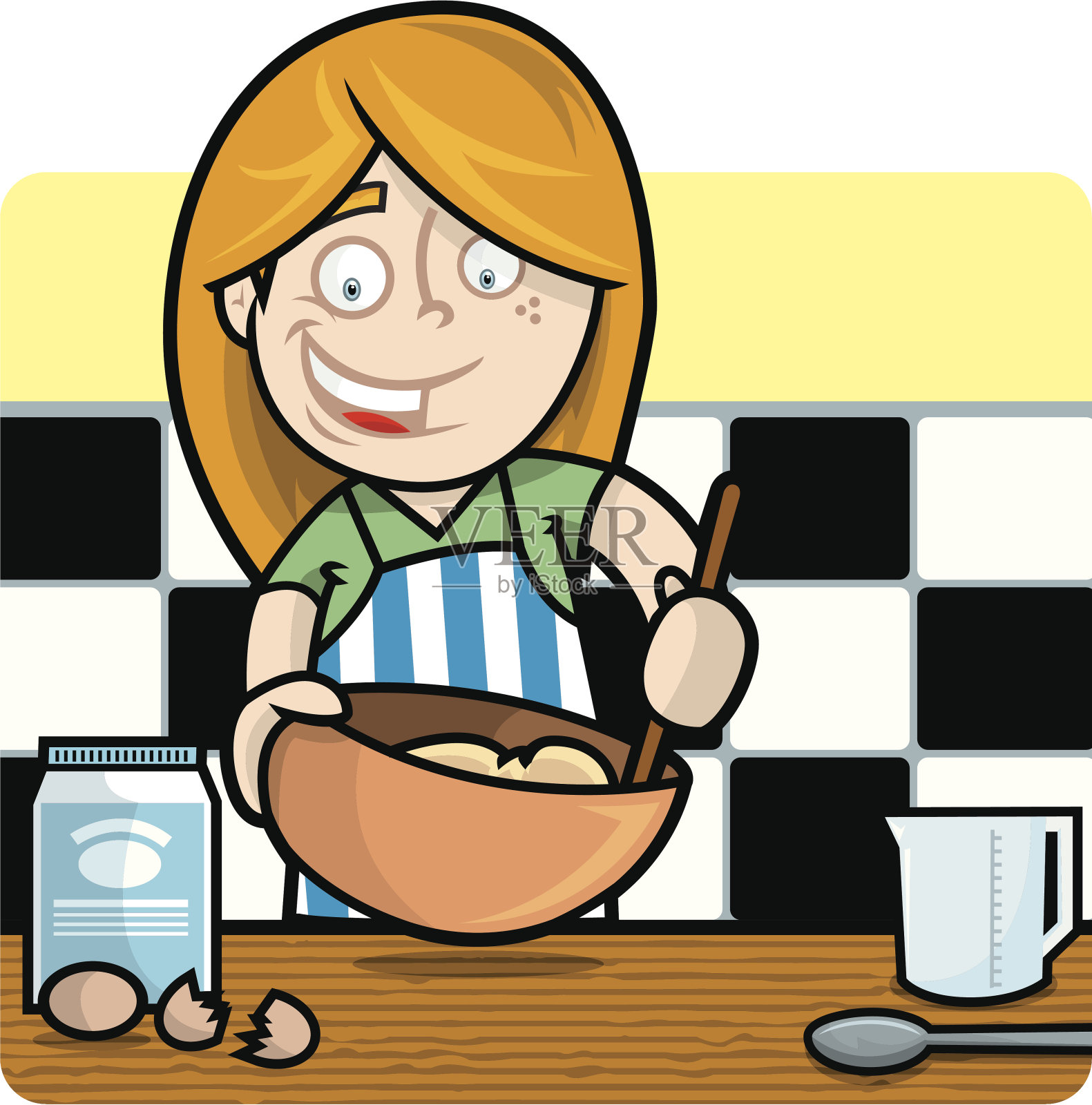 小女孩做饭设计元素图片