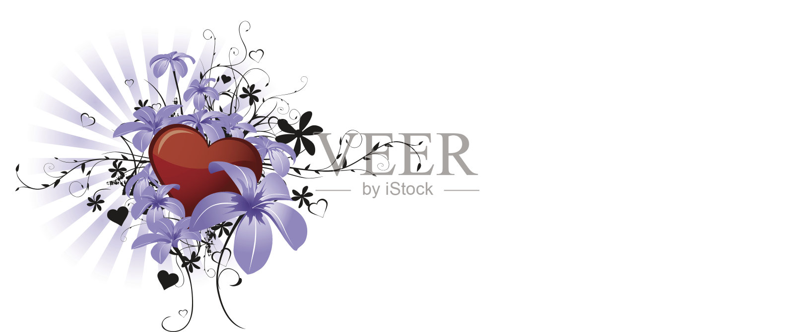 心在花丛中插画图片素材