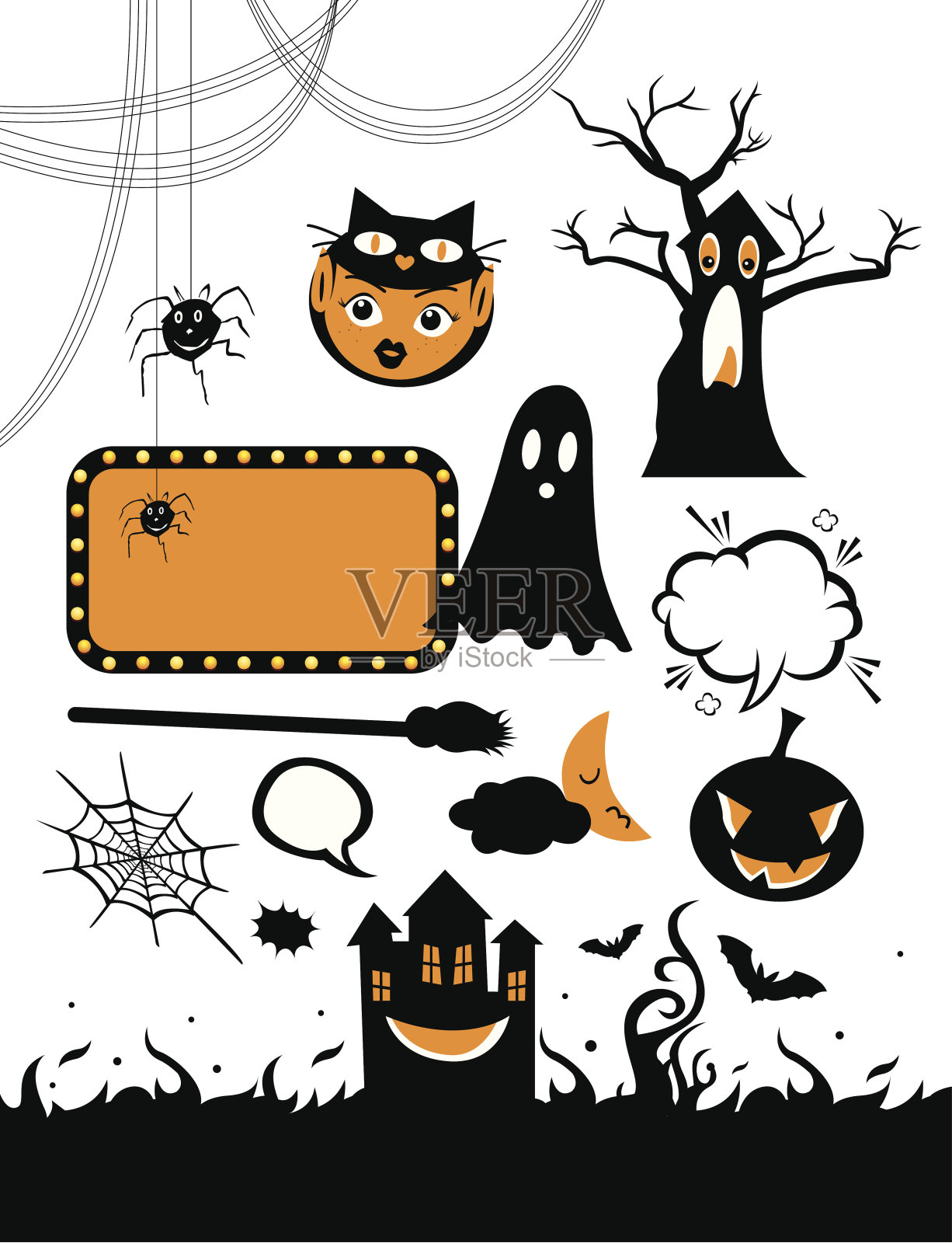 万圣节元素集插画图片素材