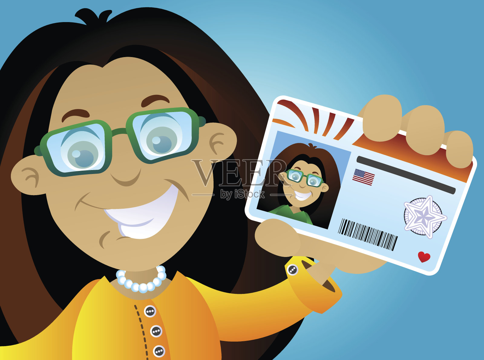 许可证的女孩插画图片素材