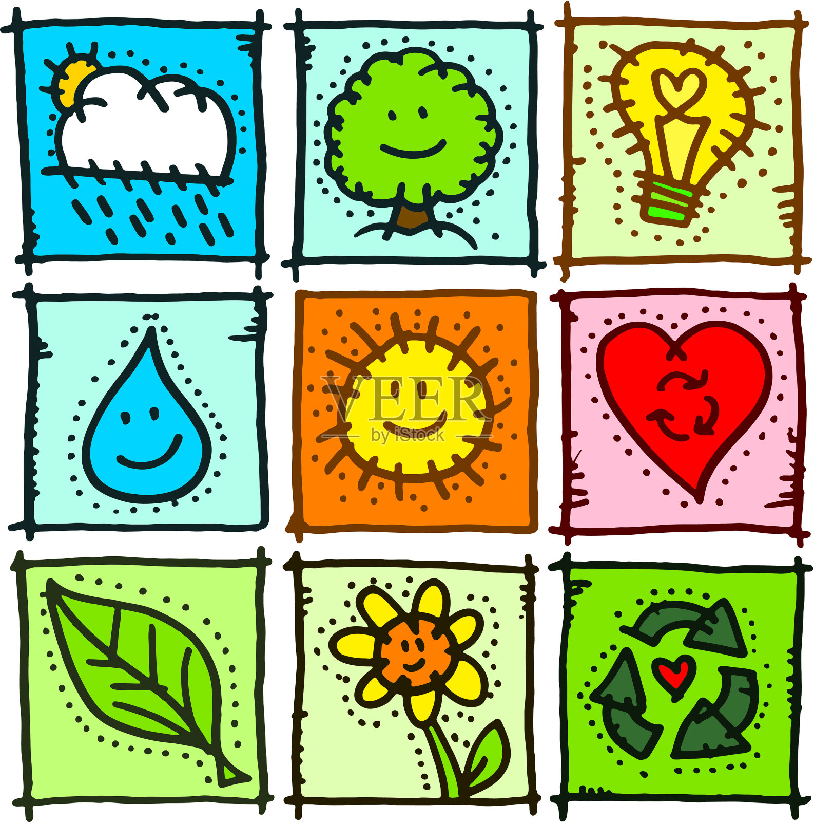 环境与自然涂鸦块插画图片素材