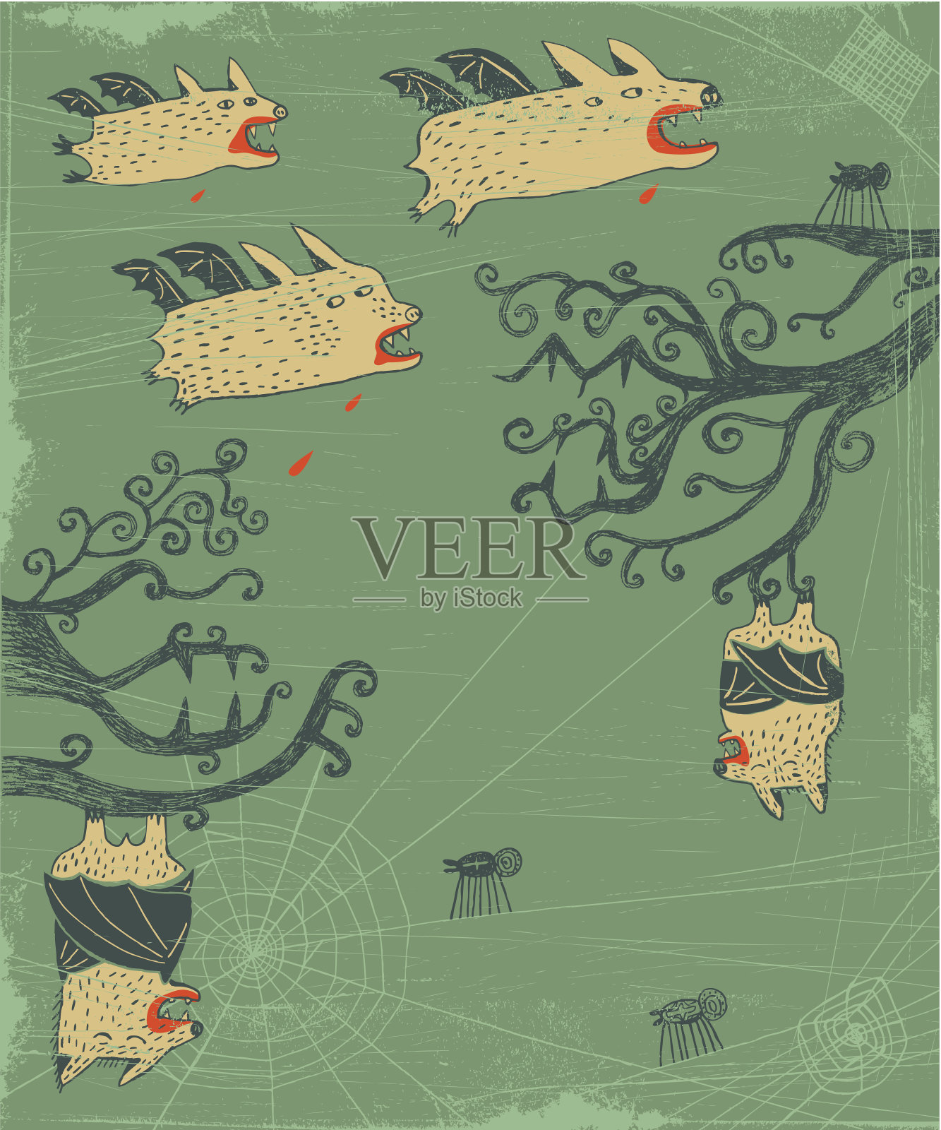 蝙蝠的夜生活插画图片素材