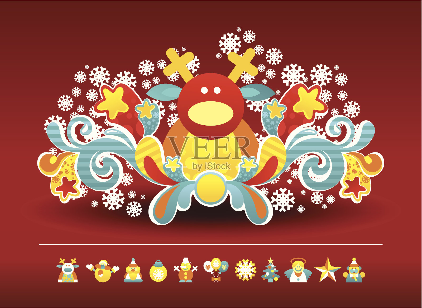 圣诞歌曲与鹿插画图片素材