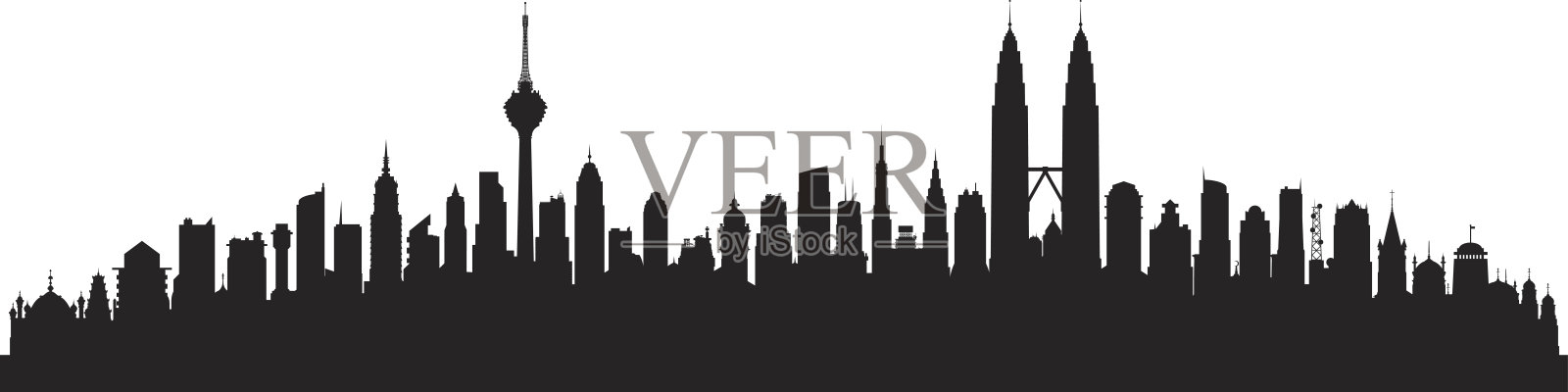 吉隆坡(建筑高度精细，可移动和完整)插画图片素材