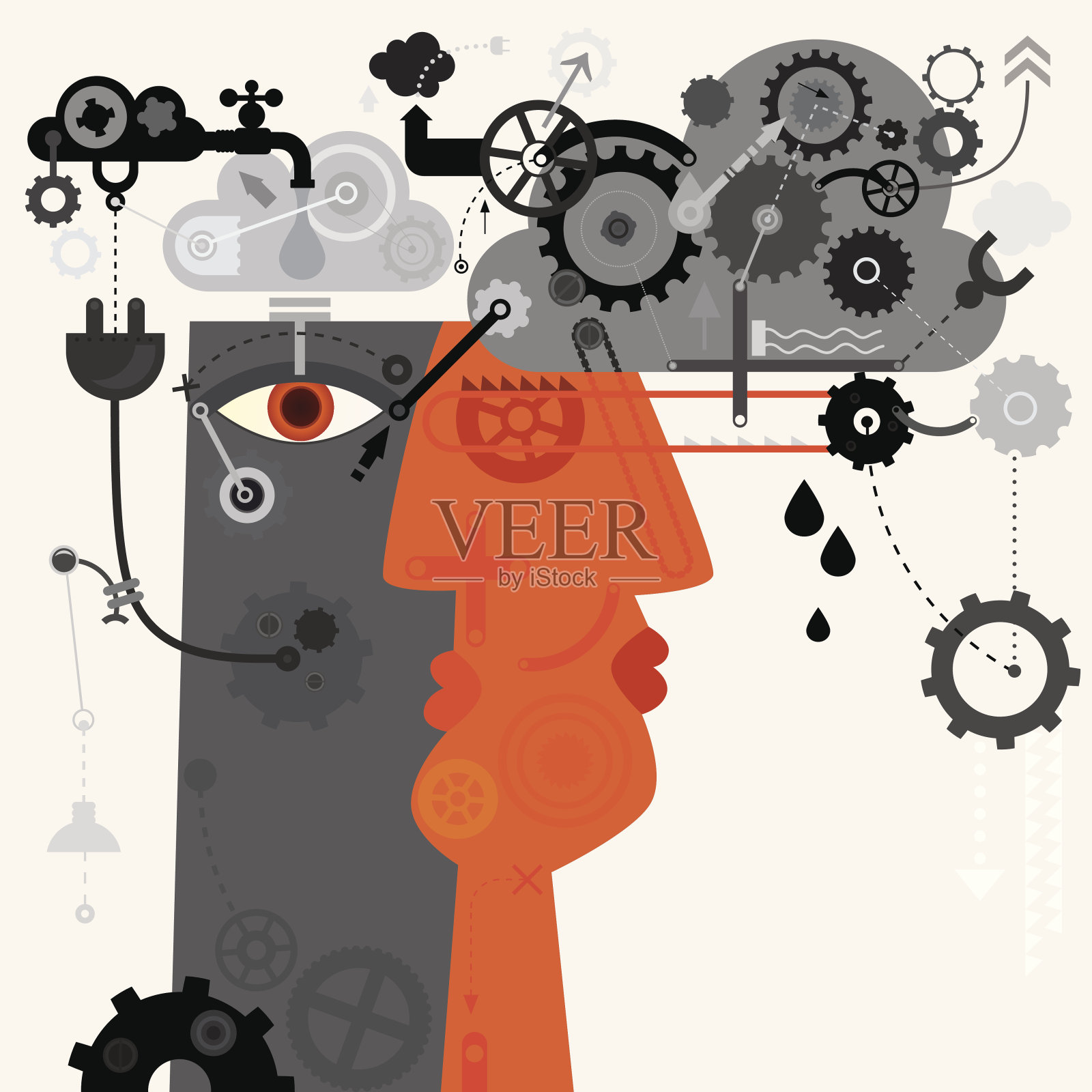 人类的机器插画图片素材