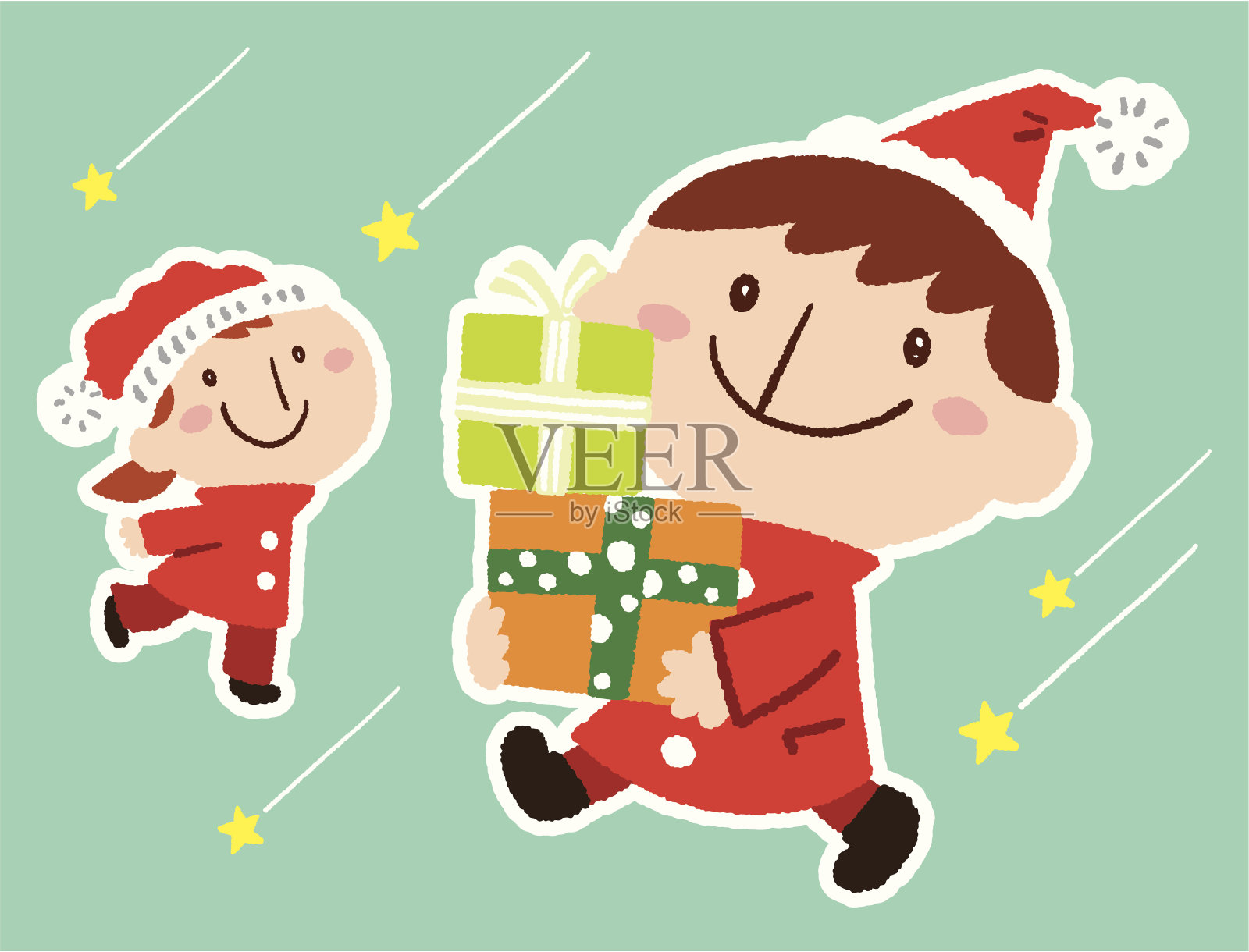 圣诞老人的孩子设计元素图片