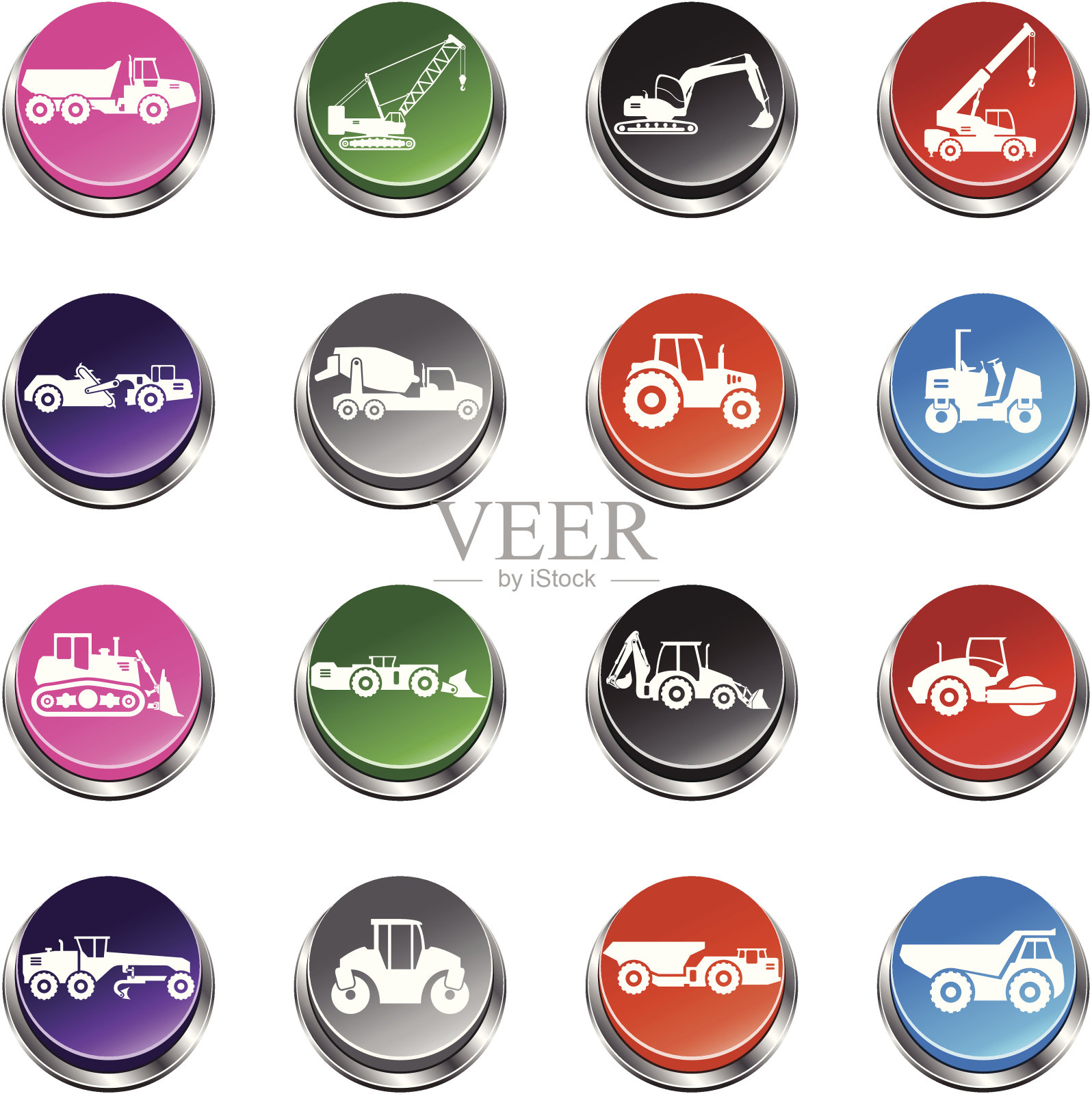 道路建设车辆图标- 3D按钮系列图标素材
