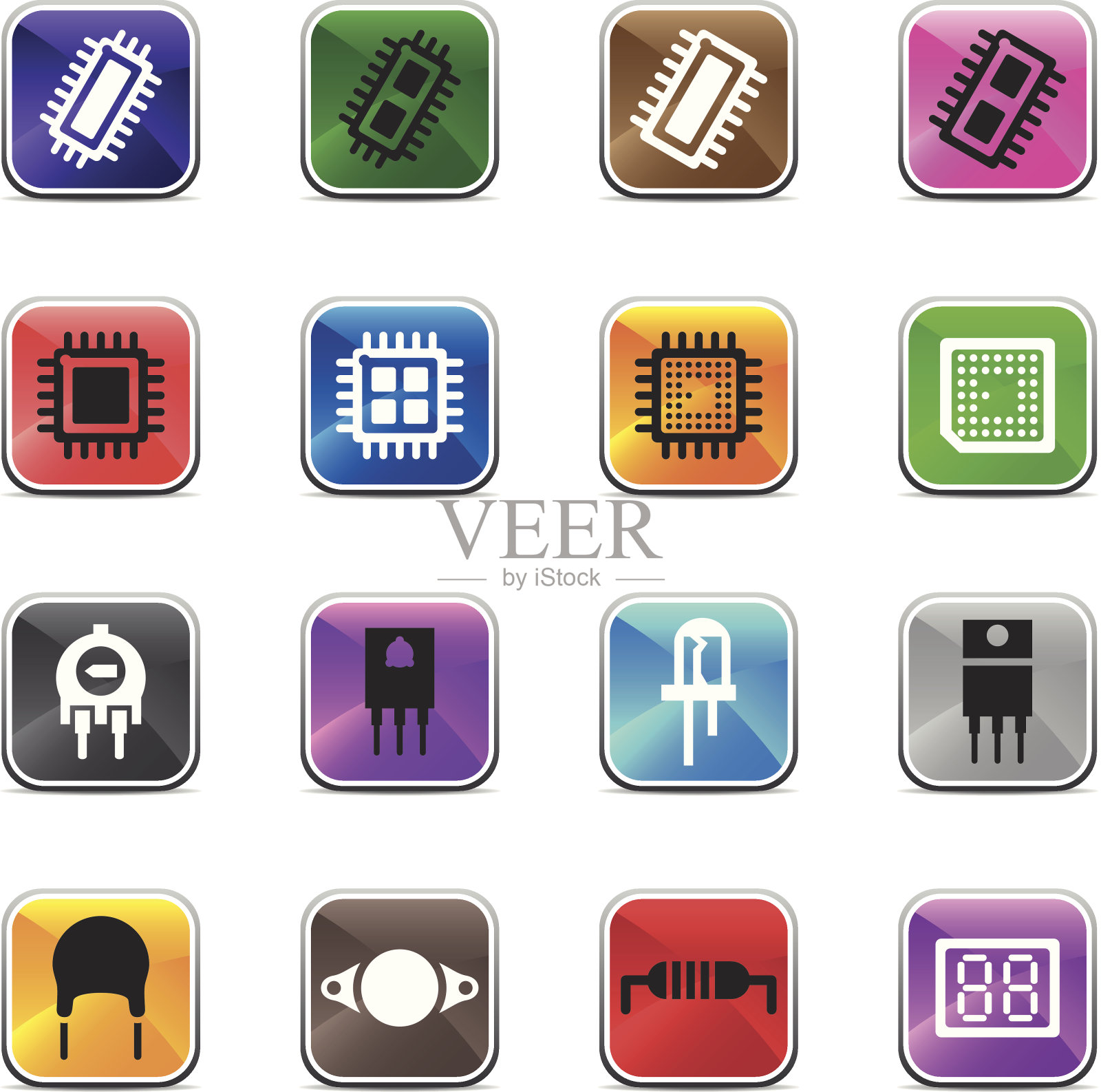 电子元件图标-闪亮的颜色图标素材