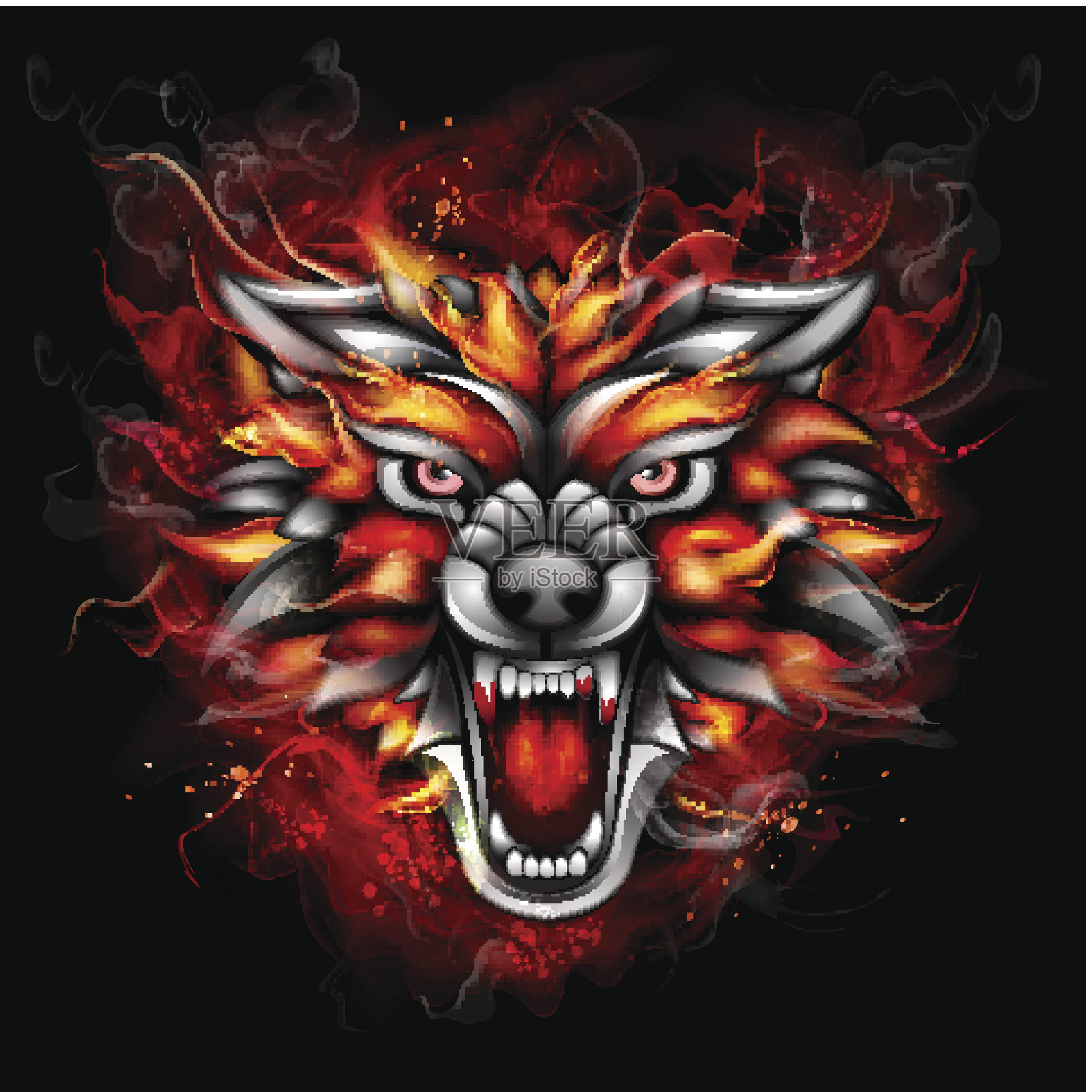 火狼插画图片素材