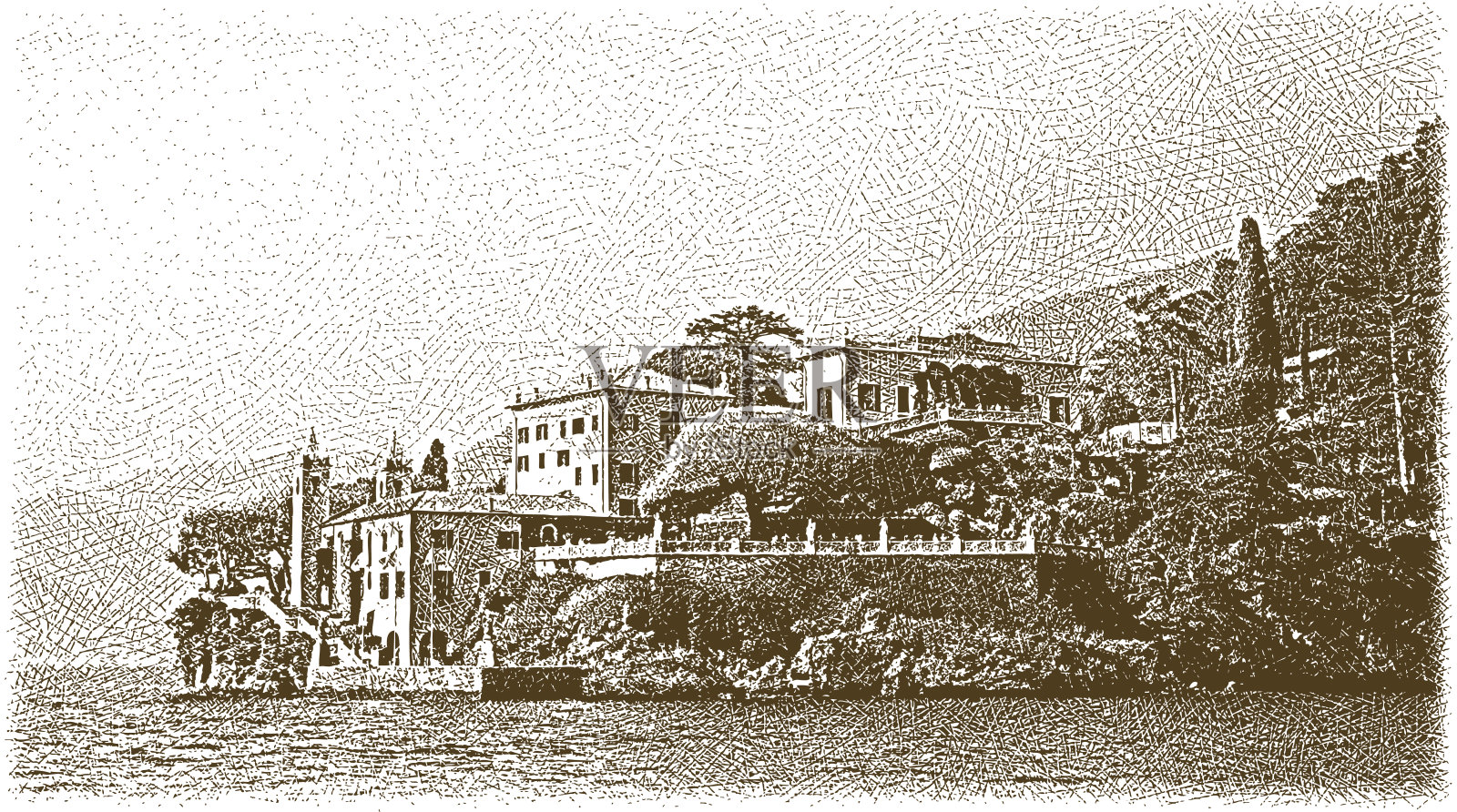 意大利科莫湖插画图片素材