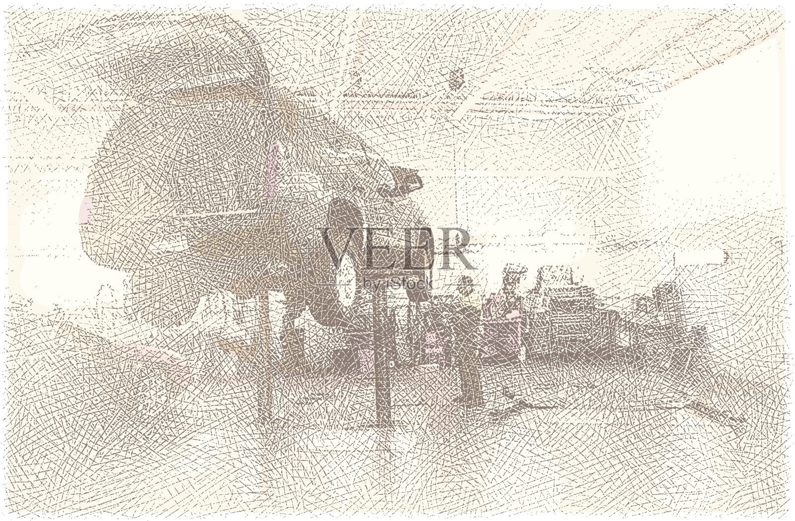 汽车修理工在汽车上工作插画图片素材