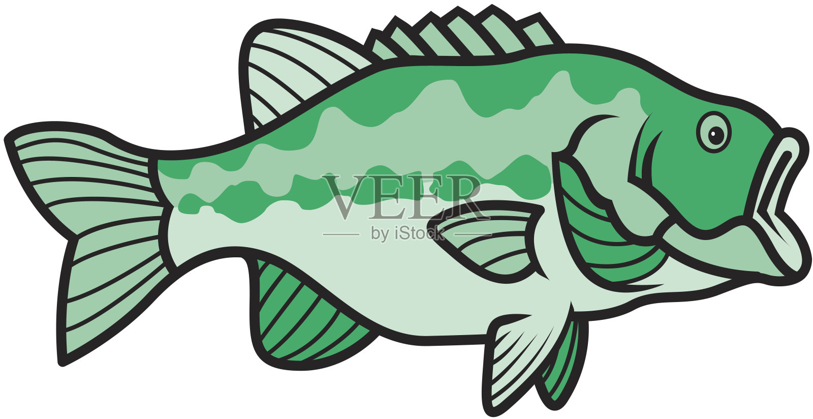 绿色的鱼插画图片素材