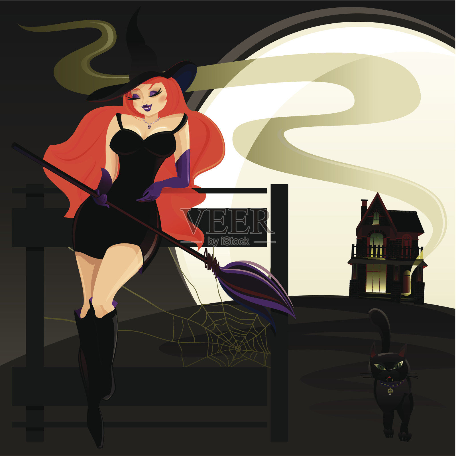 魅力万圣节女巫插画图片素材