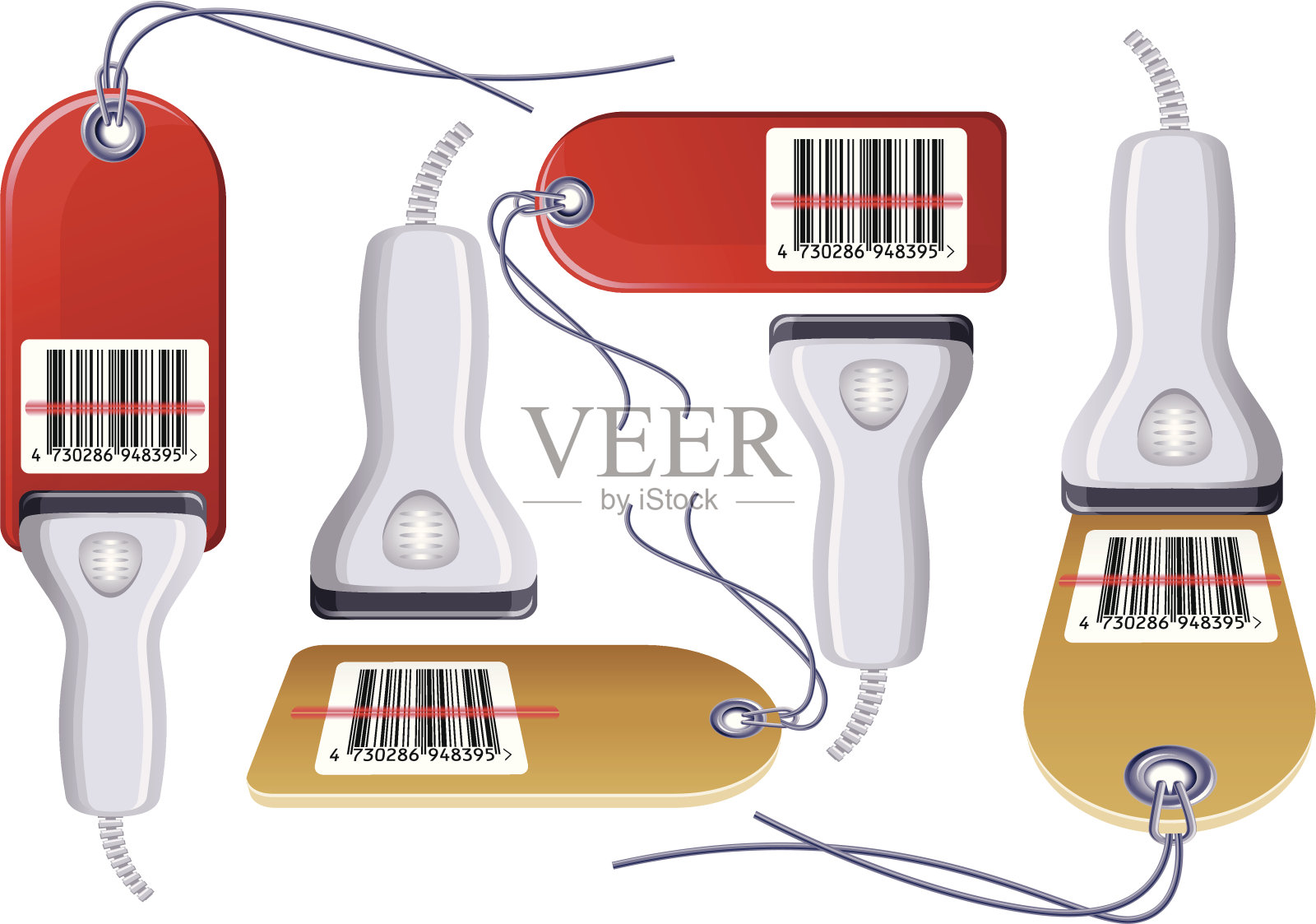条形码扫描器标签标签插画图片素材