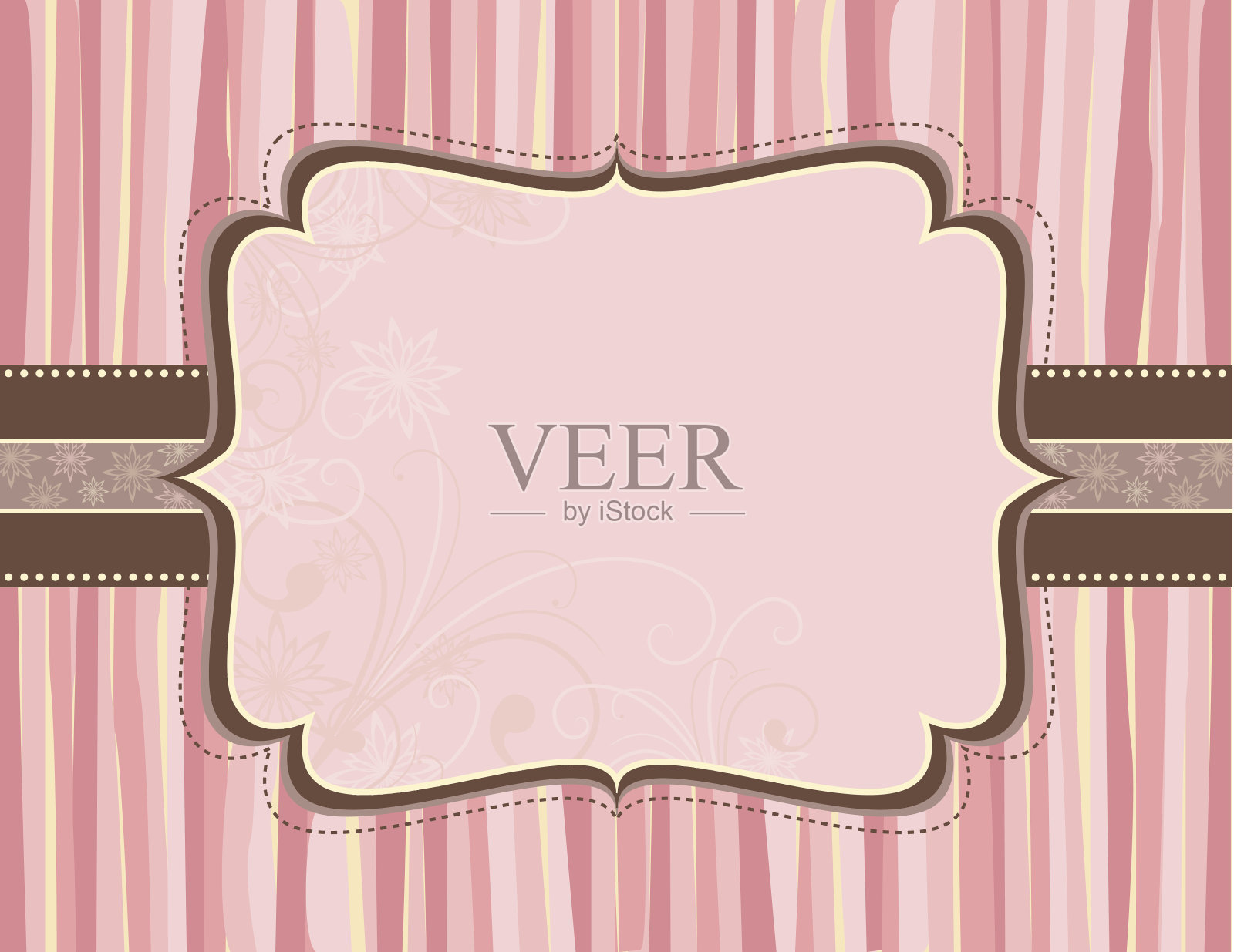 粉色，棕色和黄色的旗帜插画图片素材