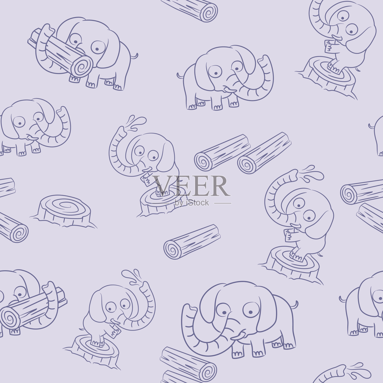 无缝的大象背景插画图片素材