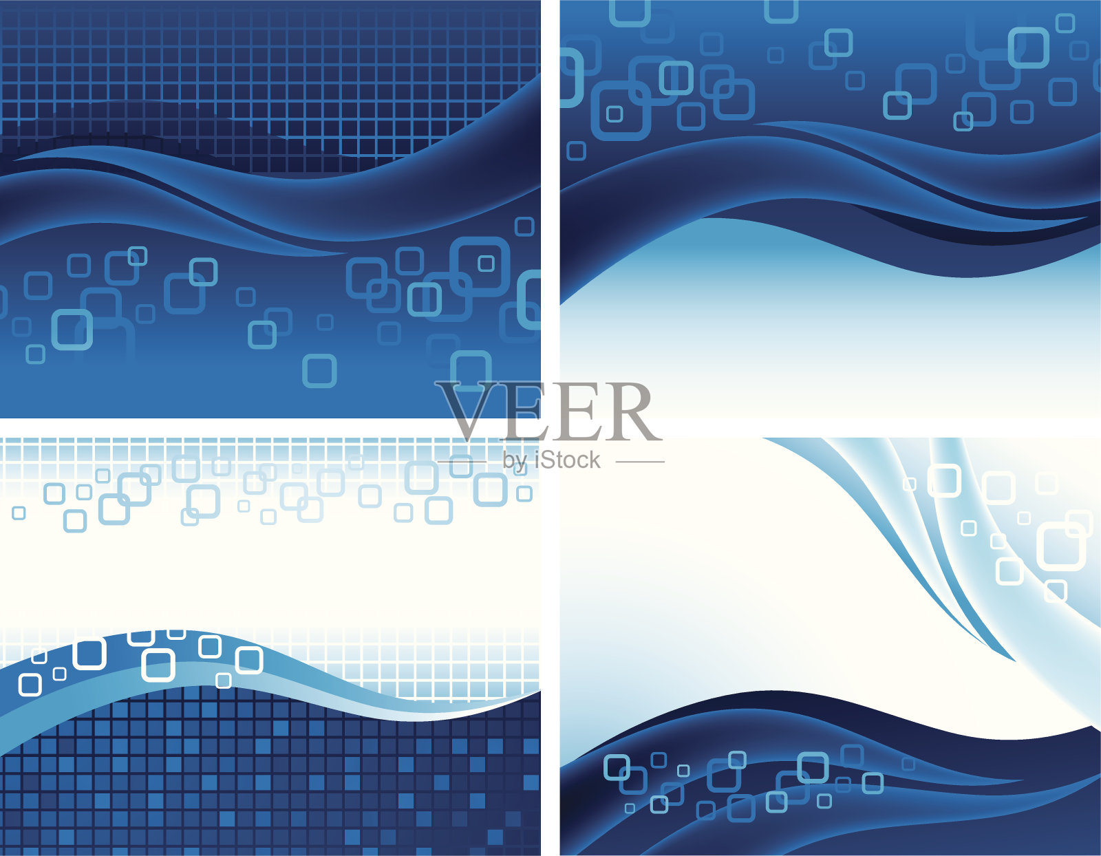 蓝色抽象背景集插画图片素材