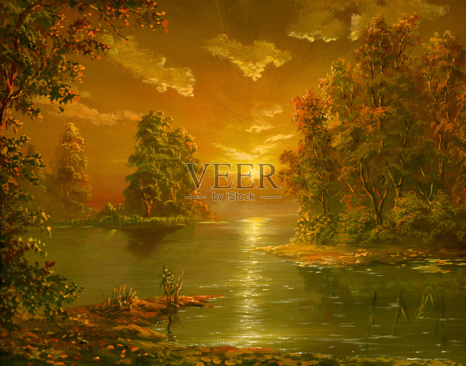 橙色的日落插画图片素材