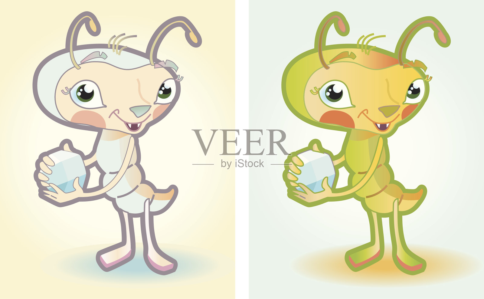 昆虫与水晶。设计元素图片