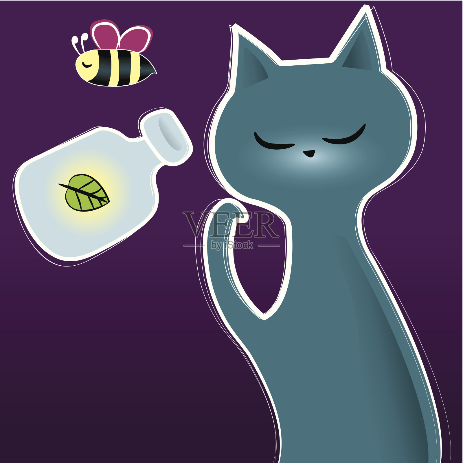 猫和瓶子设计元素图片