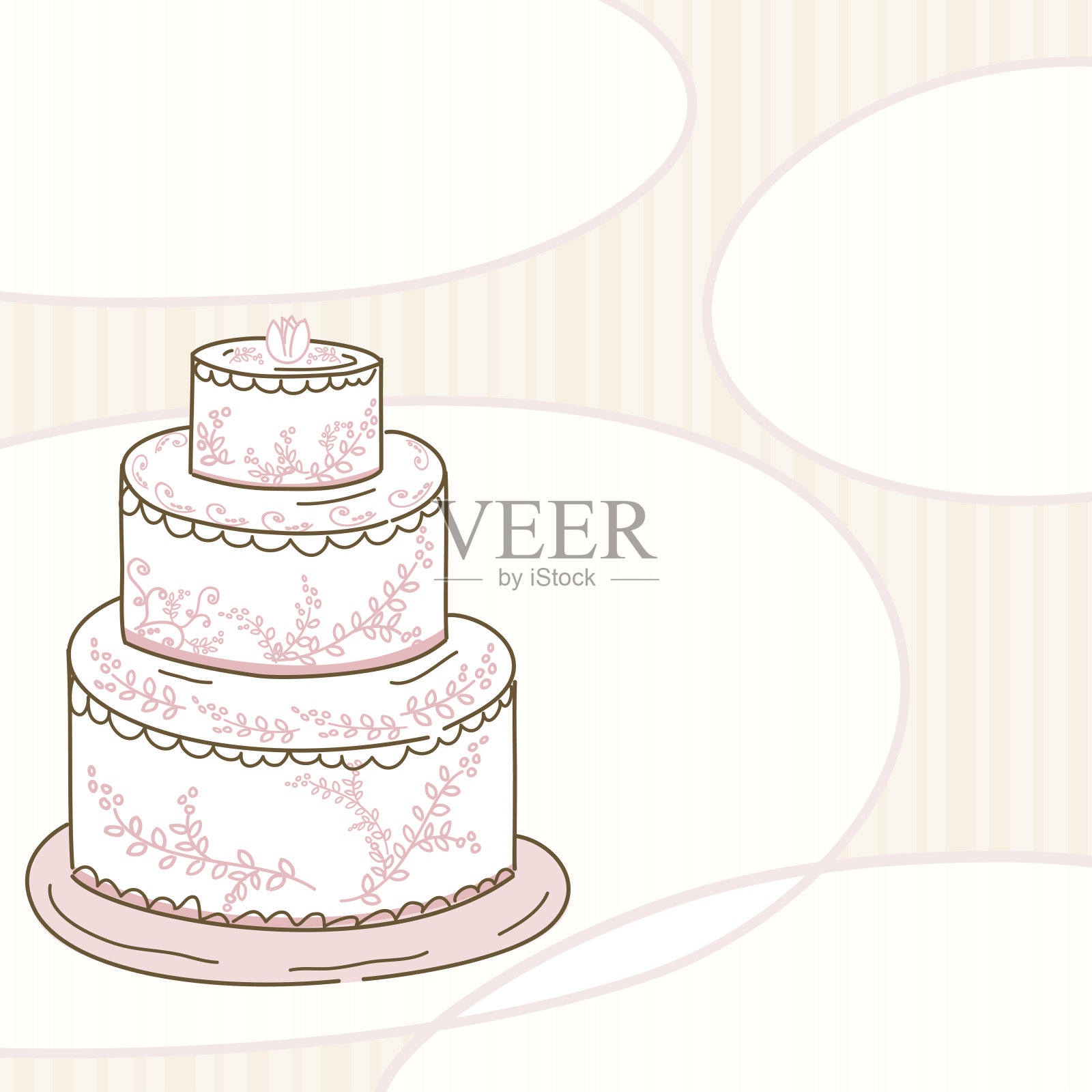 程式化的婚礼蛋糕插画图片素材