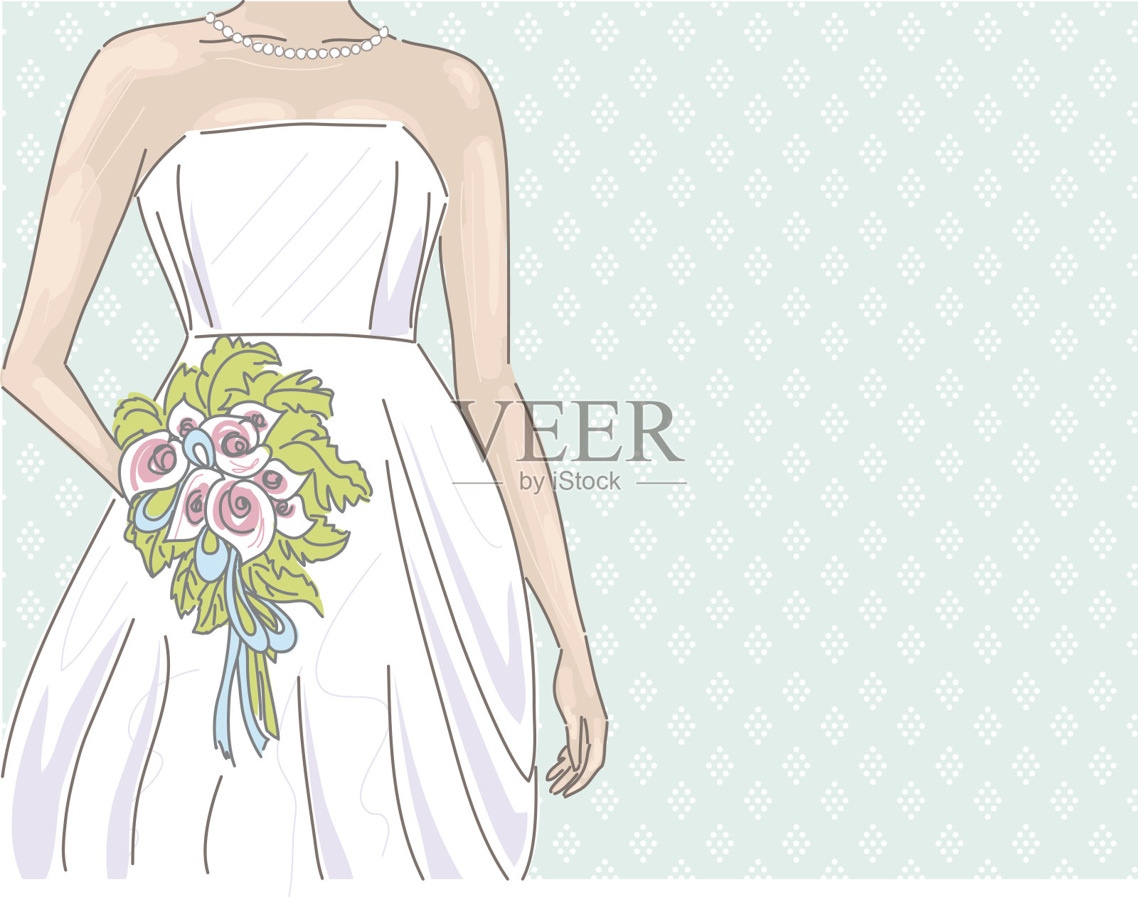 有拷贝空间的素描新娘插画图片素材