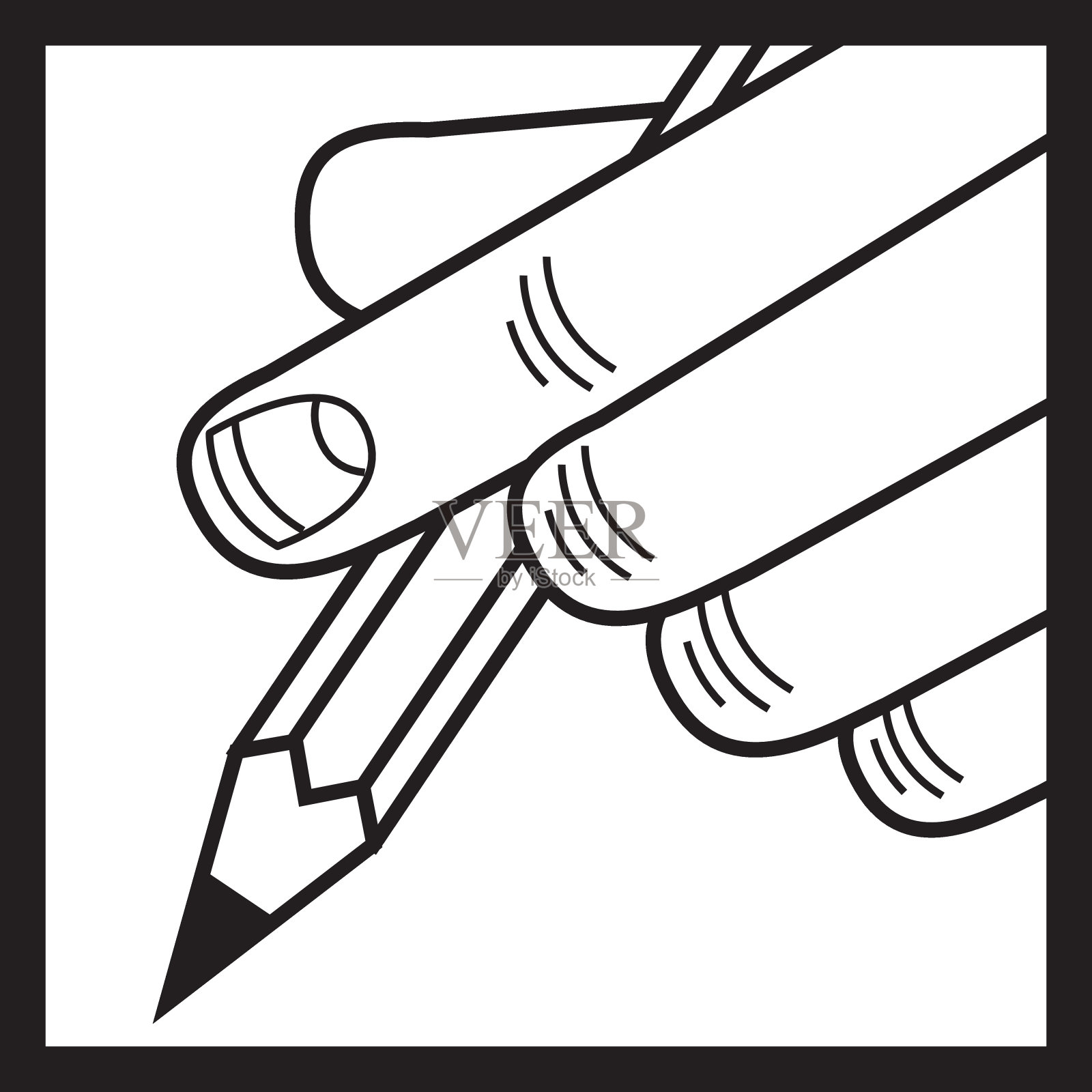 铅笔用手指插画图片素材