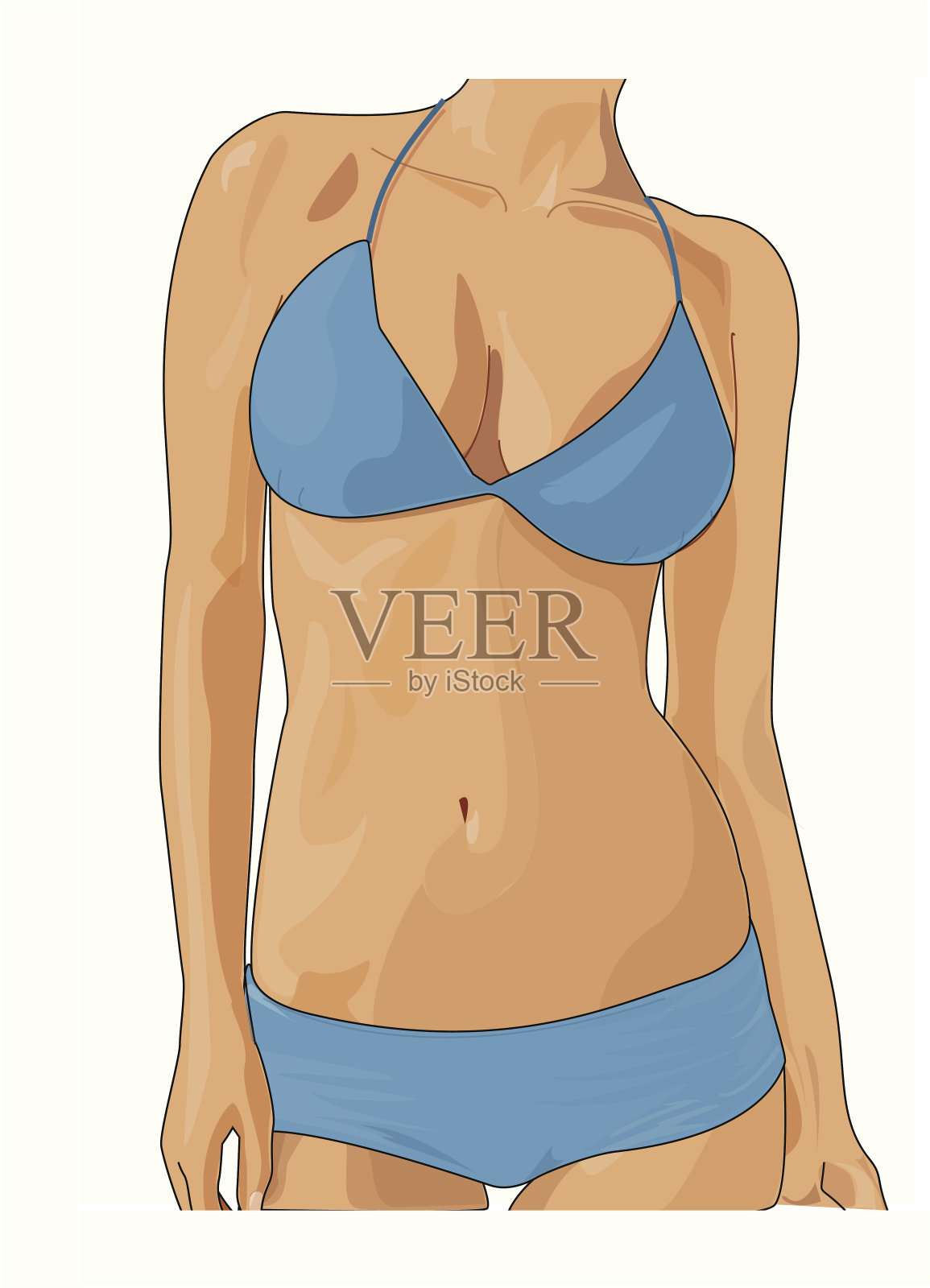 蓝色比基尼插画图片素材