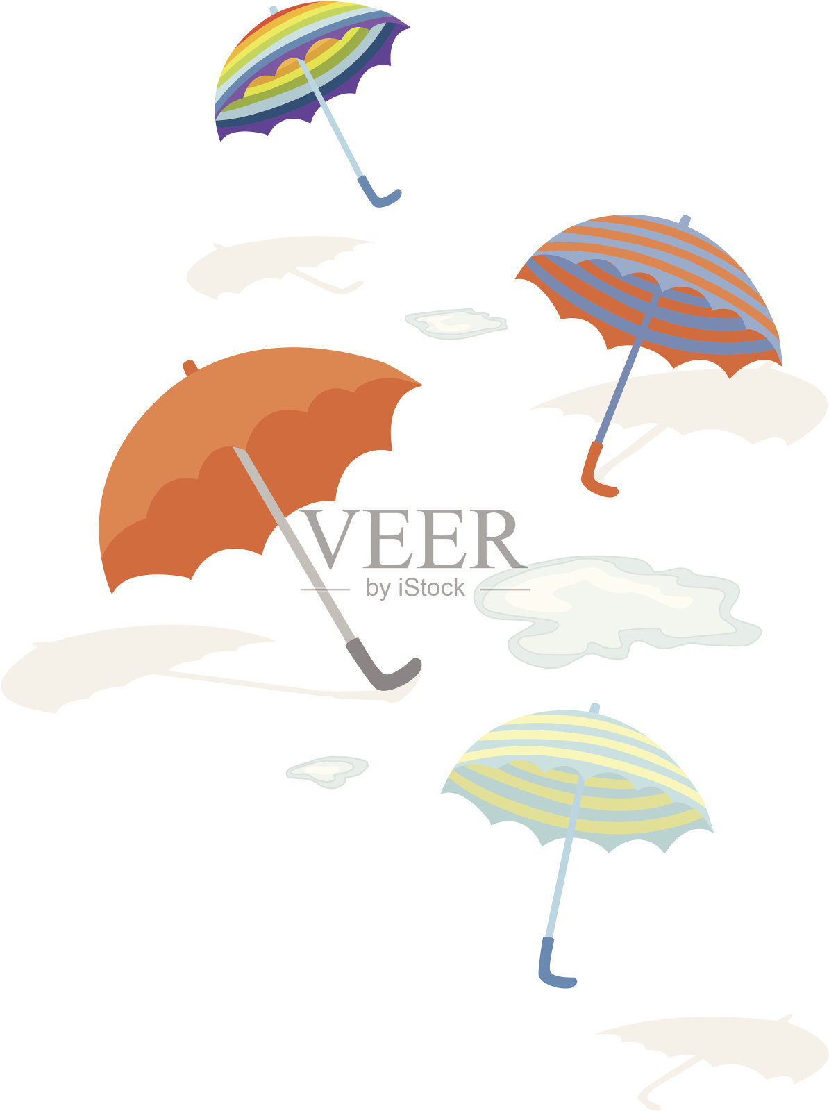 雨伞(条纹和单面)插画图片素材