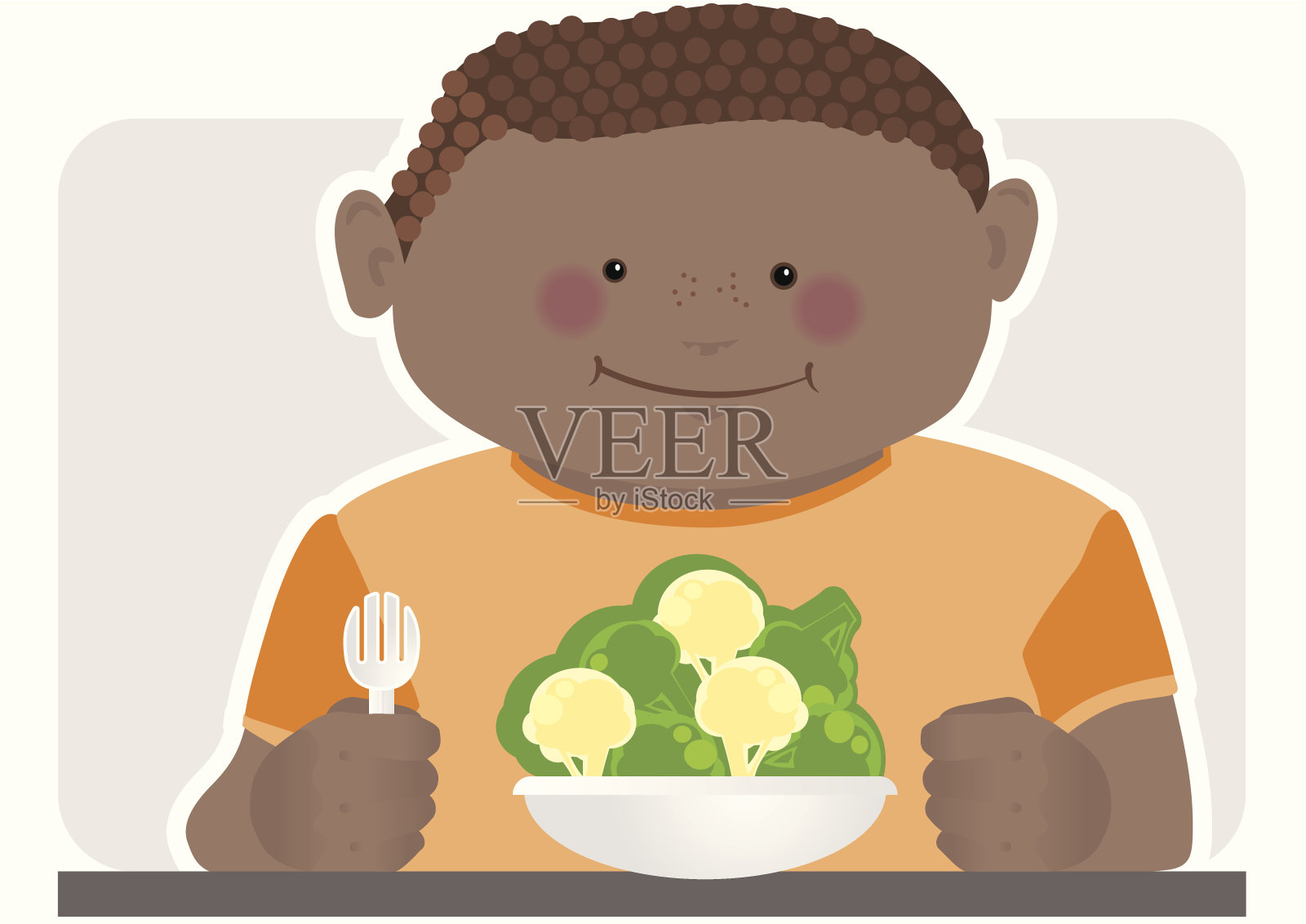 儿童晚餐吃健康蔬菜插画图片素材