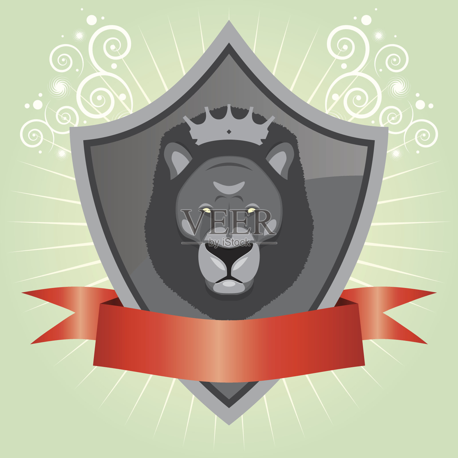 狮子空白盾插画图片素材