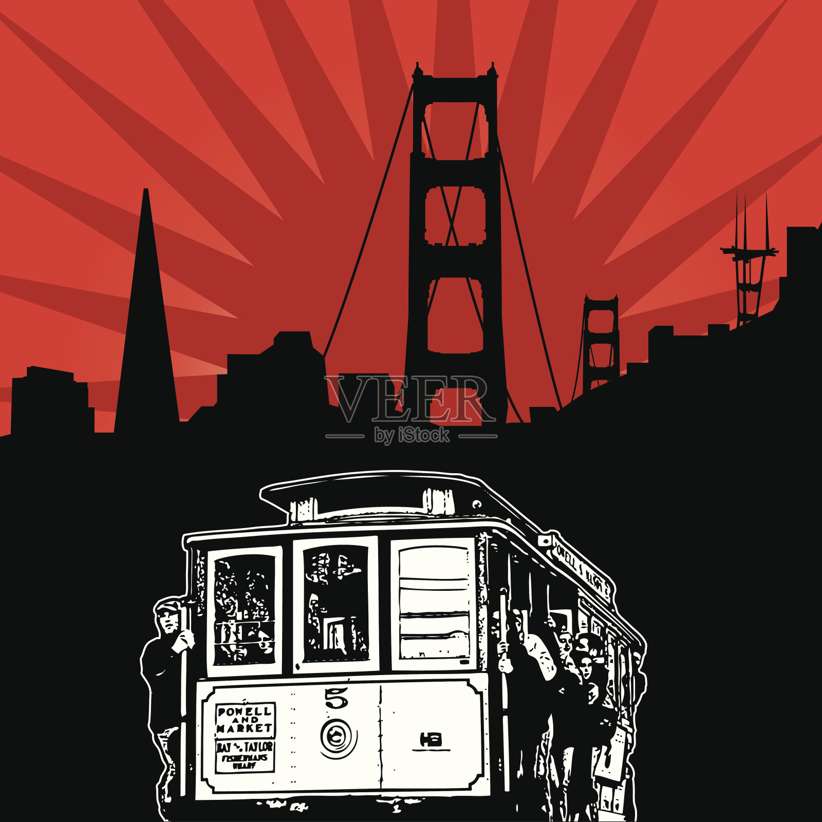 在旧金山城插画图片素材