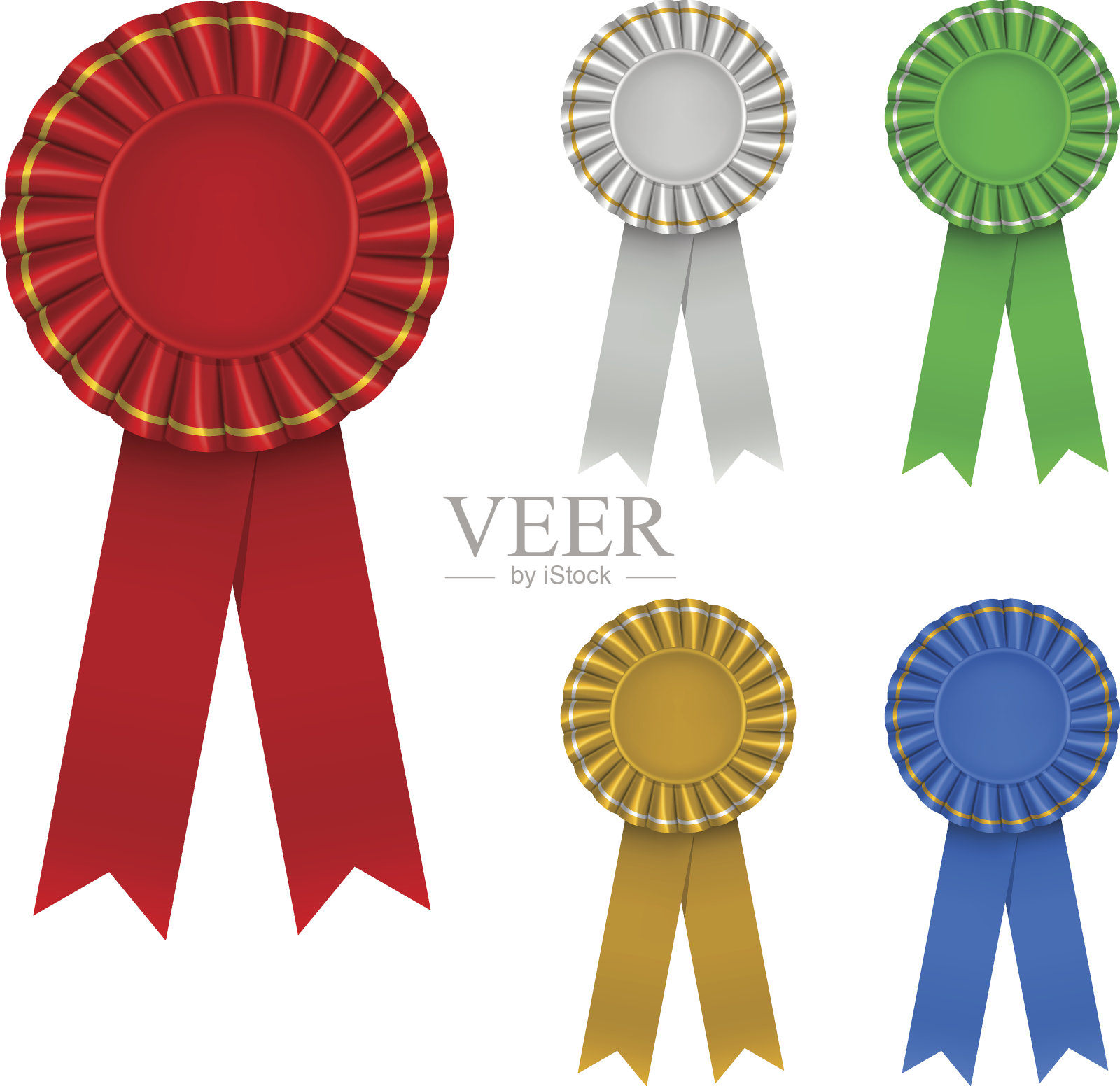 白色上的五种彩色奖带插图插画图片素材