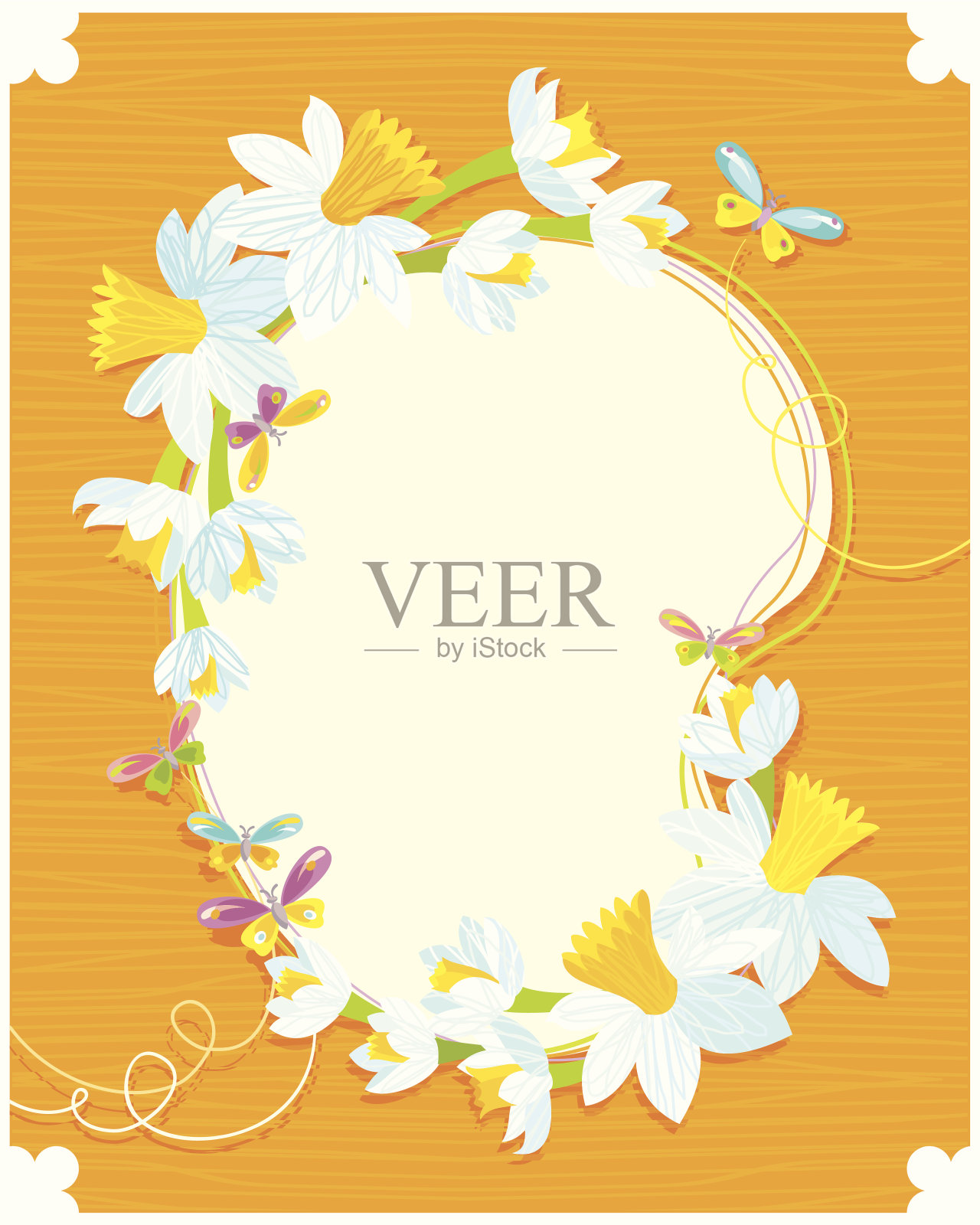 水仙框架插画图片素材