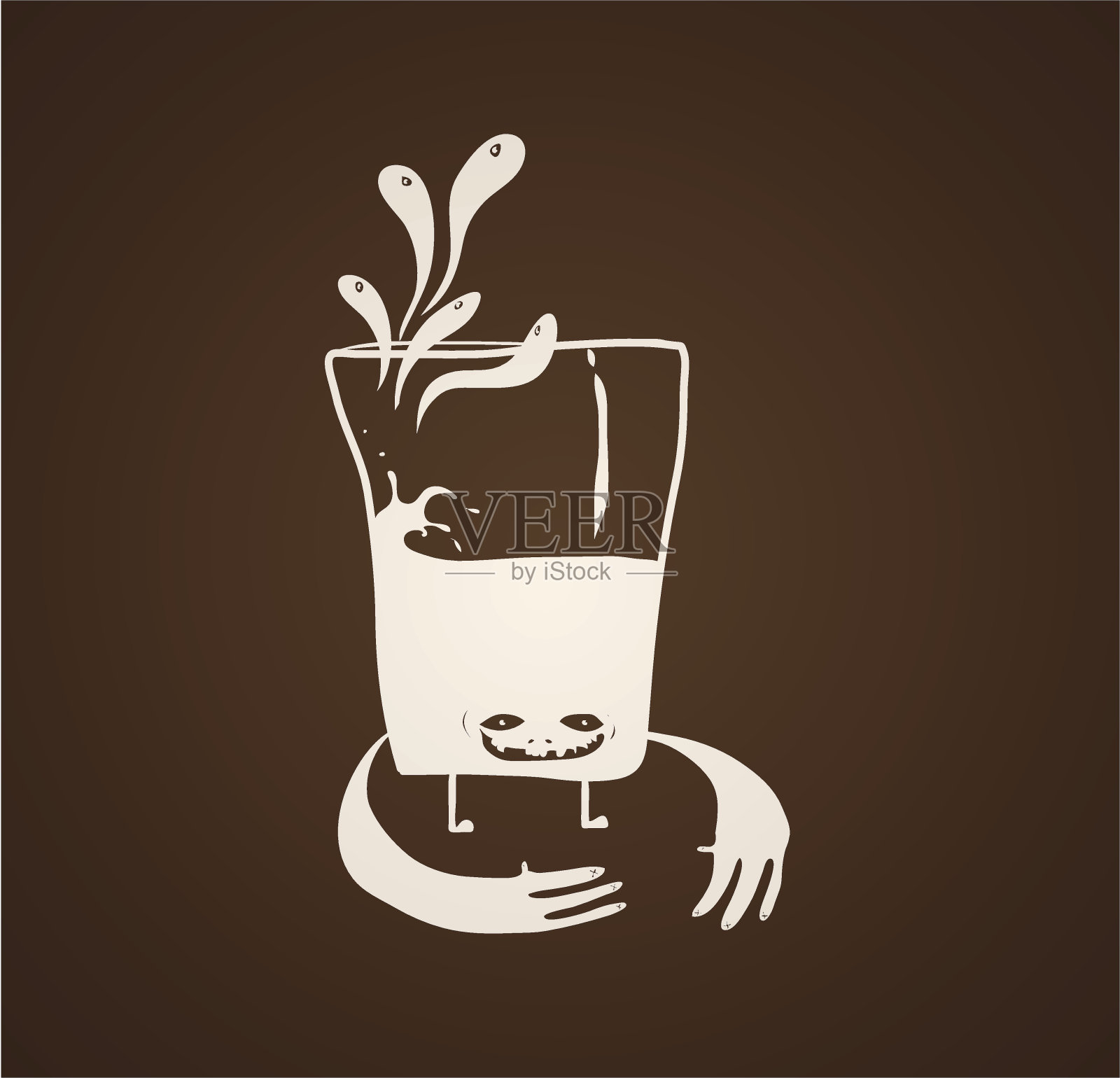 幸福的巧克力牛奶插画图片素材