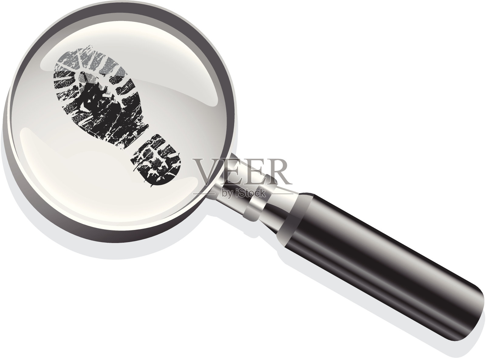 放大镜的足迹插画图片素材