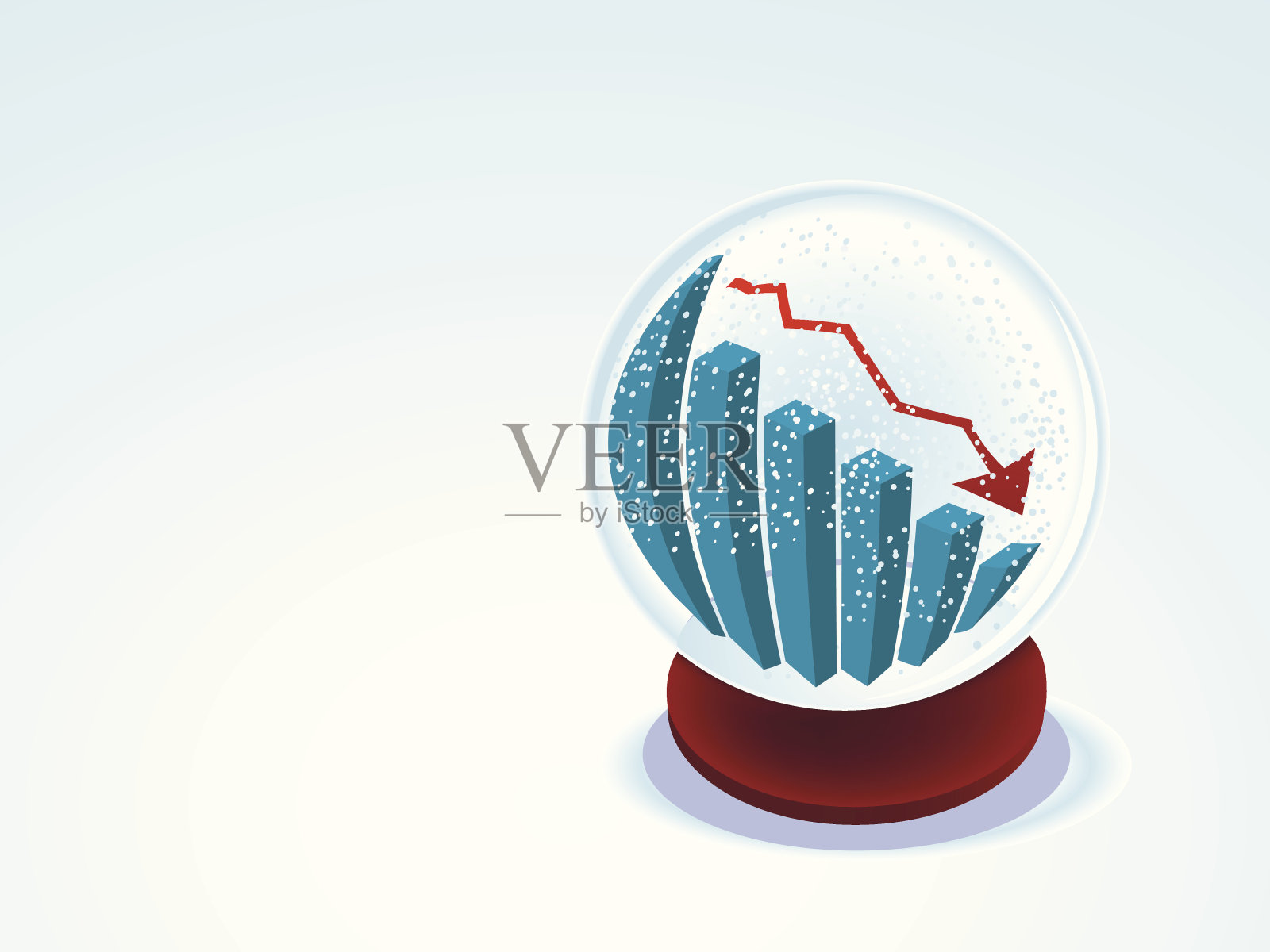 带图表和向下箭头的雪球插画图片素材