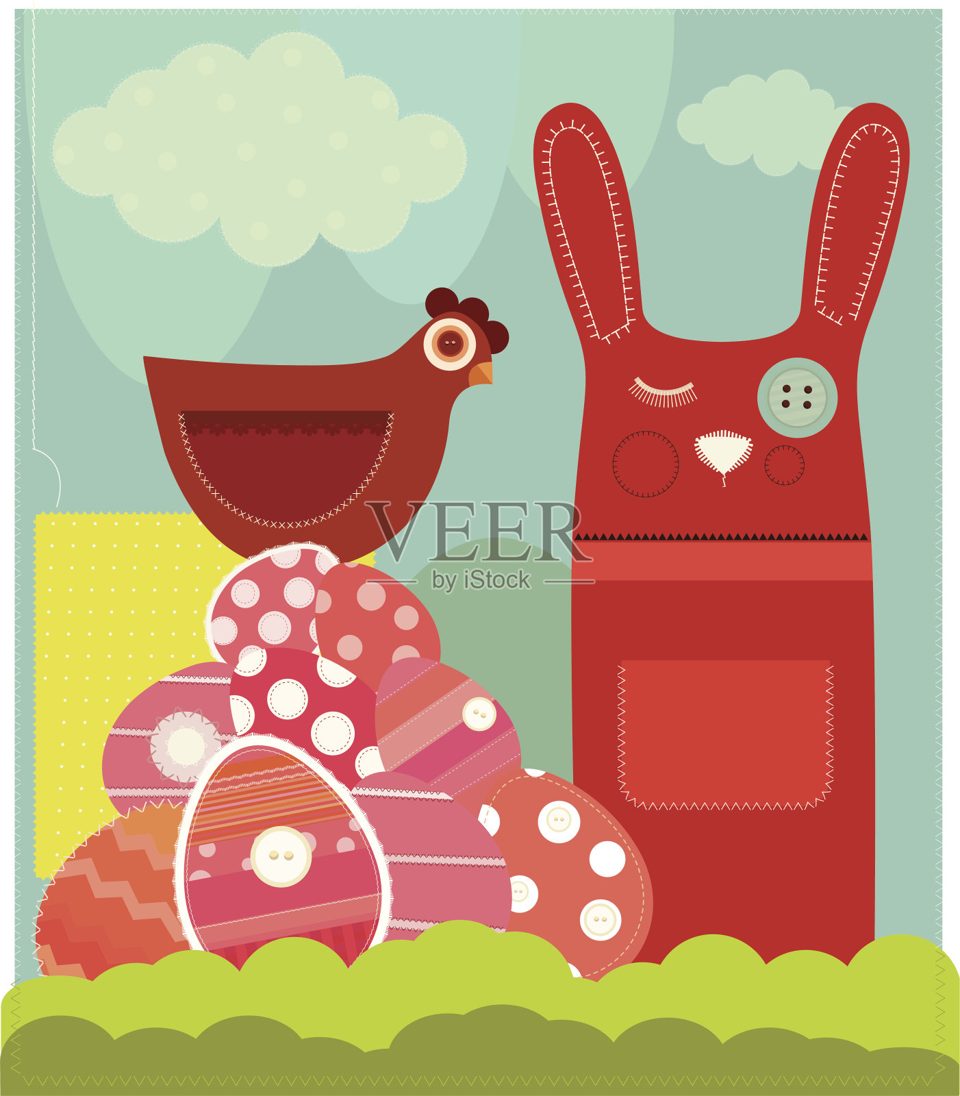 可爱的复活节卡片插画图片素材