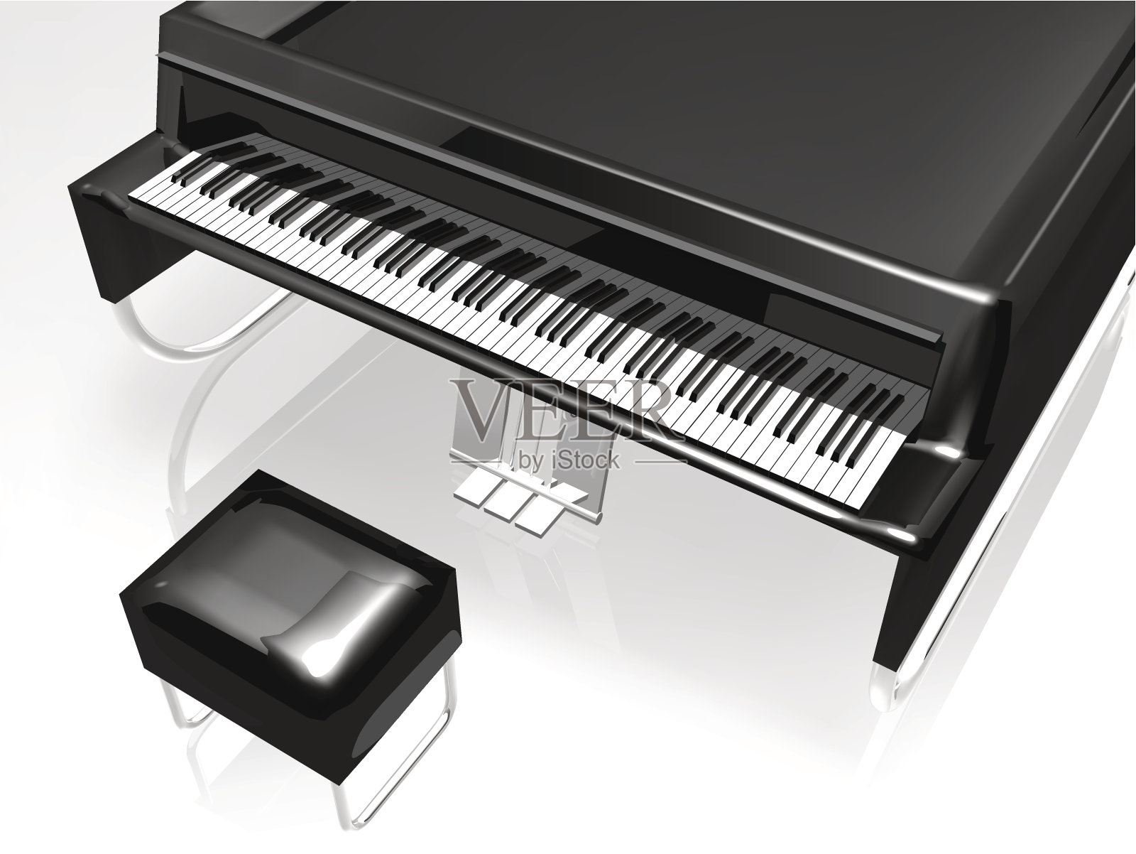 带椅子的音乐会三角钢琴插画图片素材