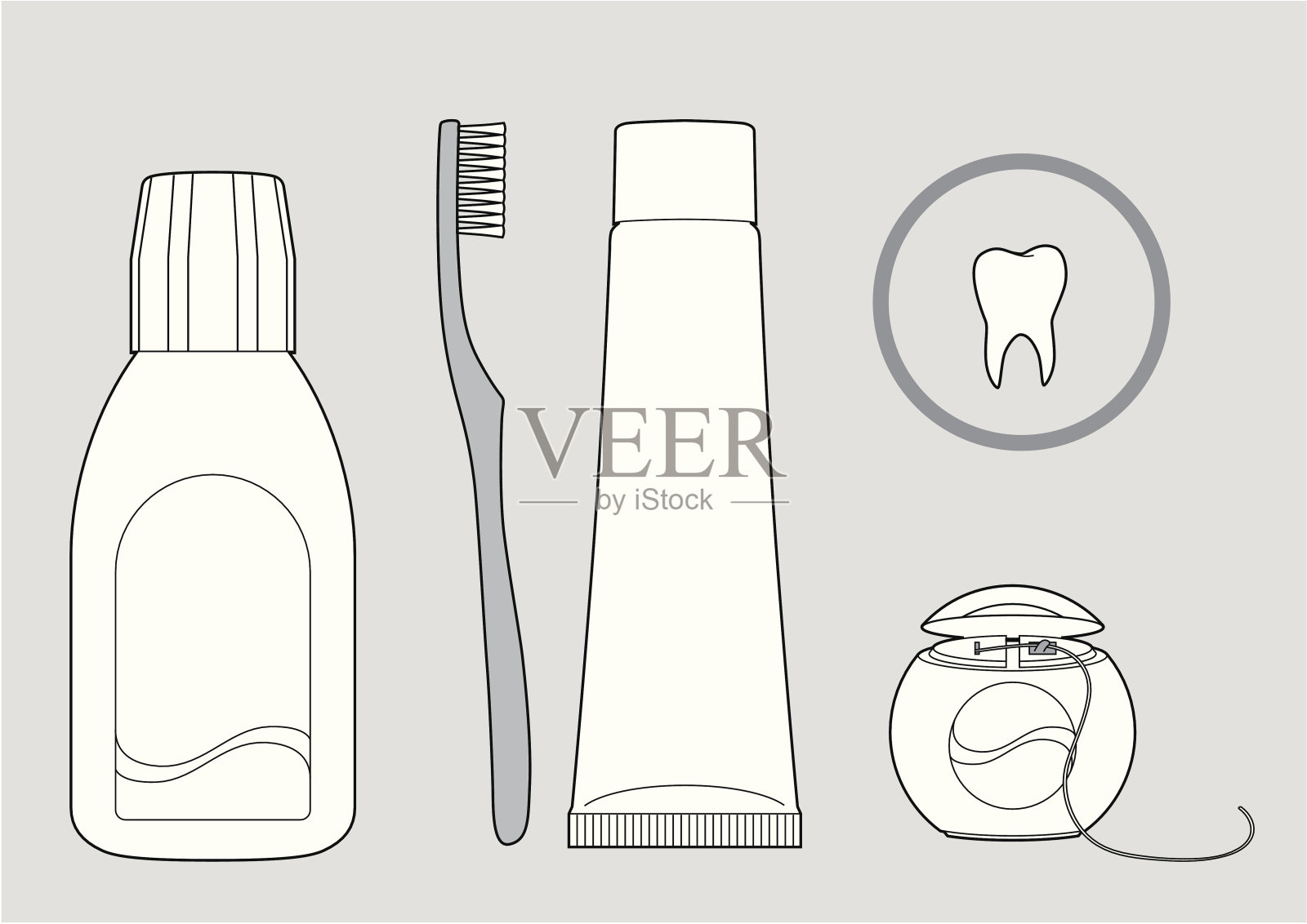 口腔卫生工具插画图片素材