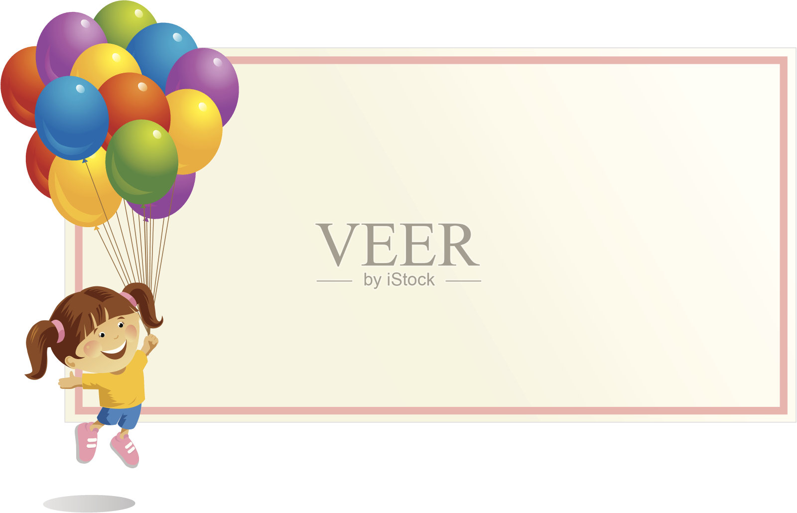 气球小女孩插画图片素材