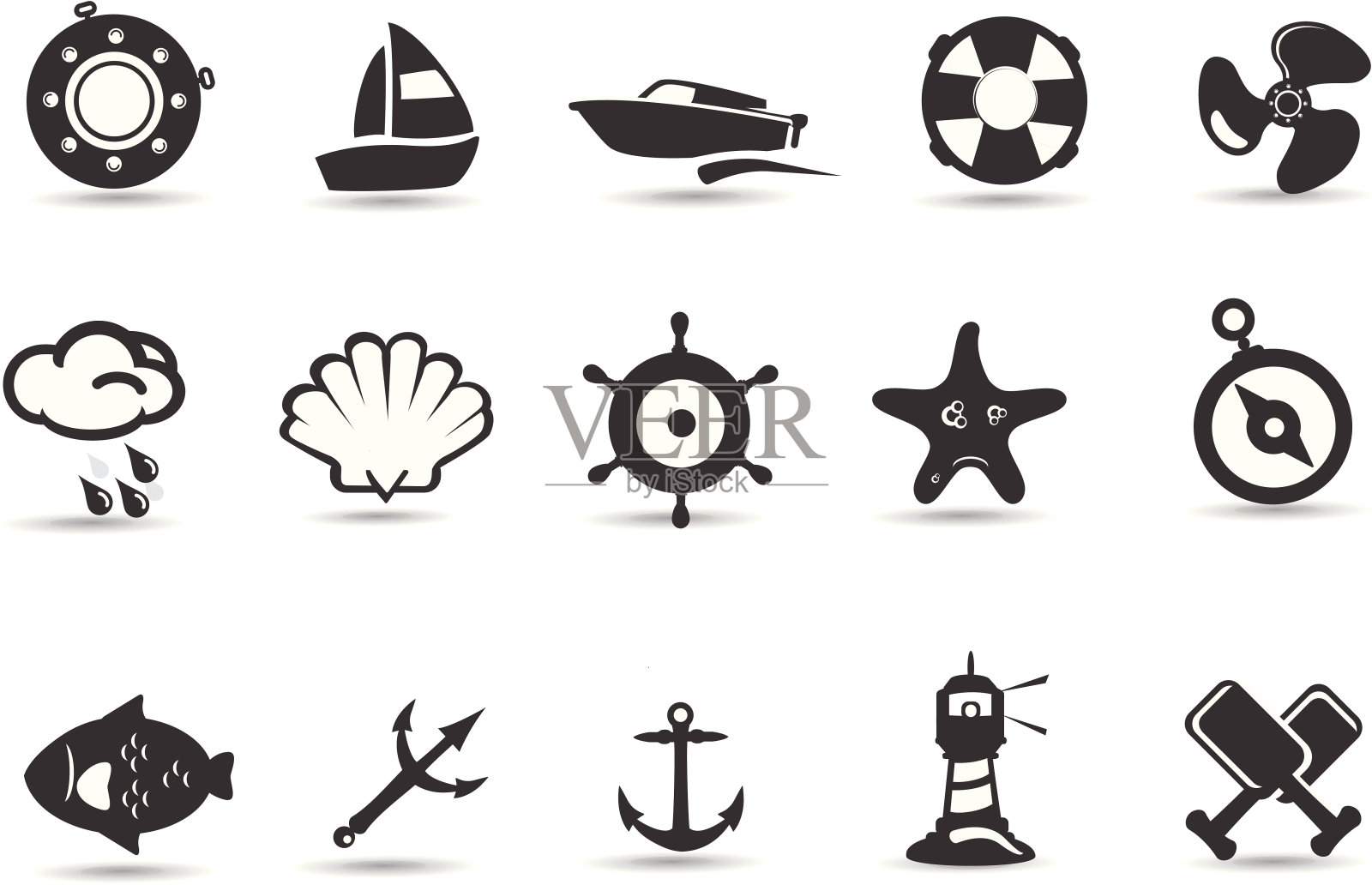 可移动的航海和海洋图标集插画图片素材